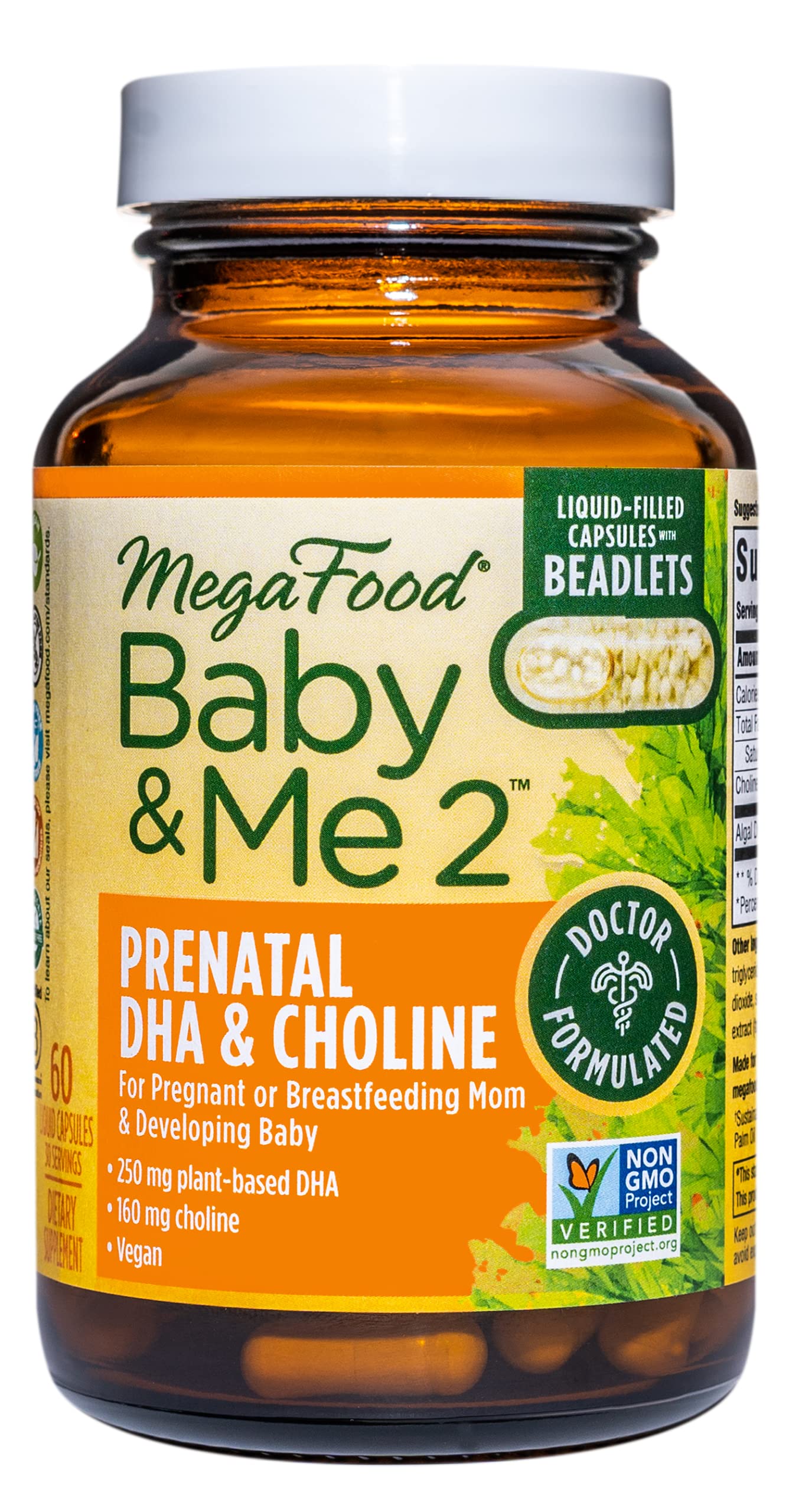 MegaFood Baby & Me 2 Prenatal DHA & Choline Support Baby's Healthy Brain Development During