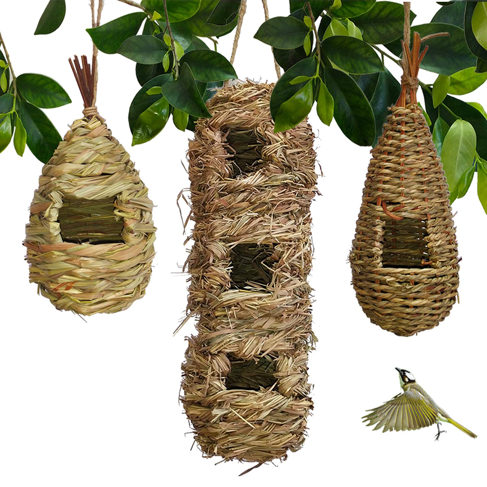 Hand-Woven Teardrop Shaped Eco-Friendly Birds Cages Nest Roosting
