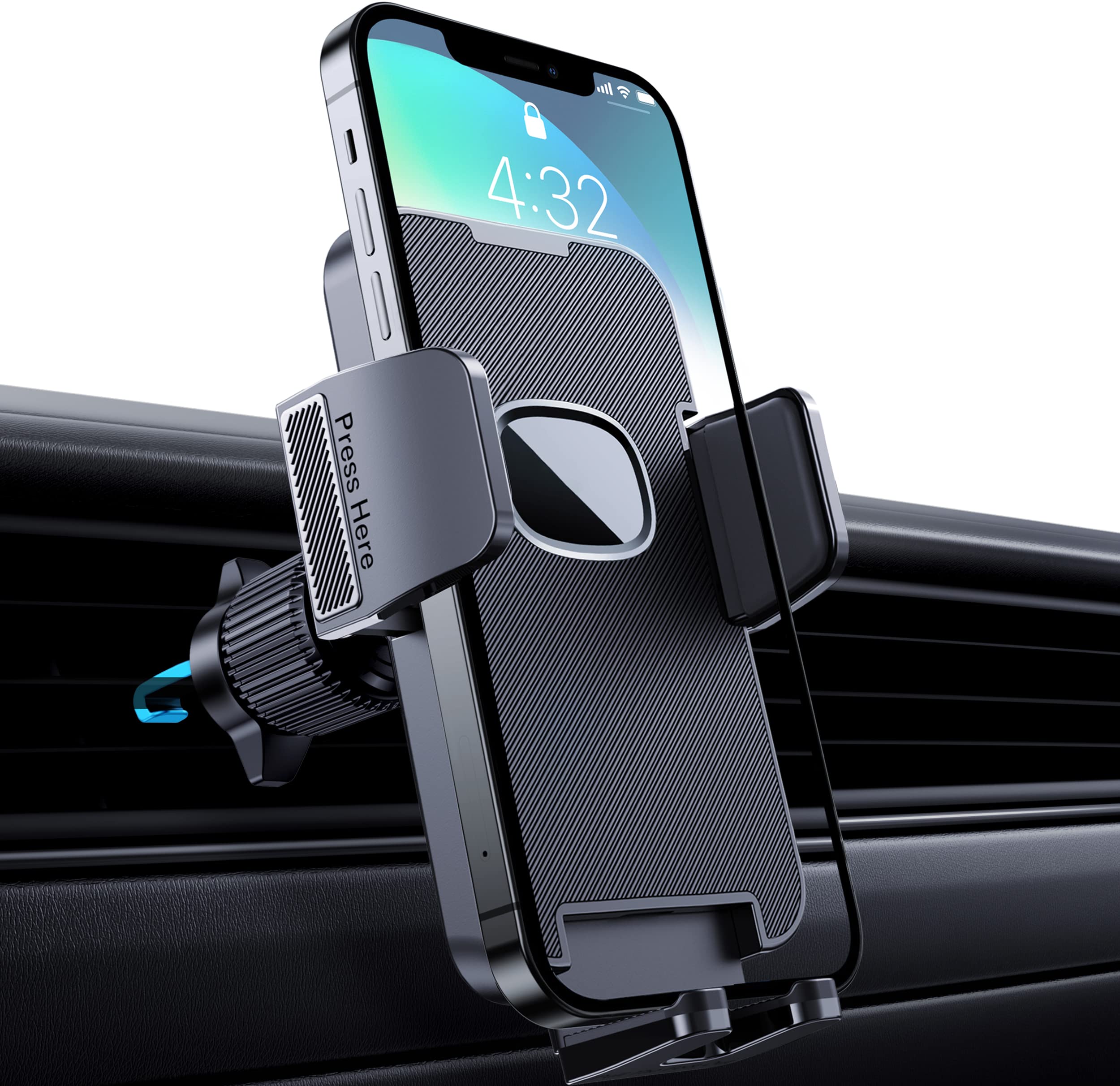CINDRO Car Vent Phone Mount for Car Military-Grade Hook Clip Phone Stand  for Car Air Vent Clip Cell Phone Holder for Smartphone, iPhone, Automobile  Cradles Universal Black