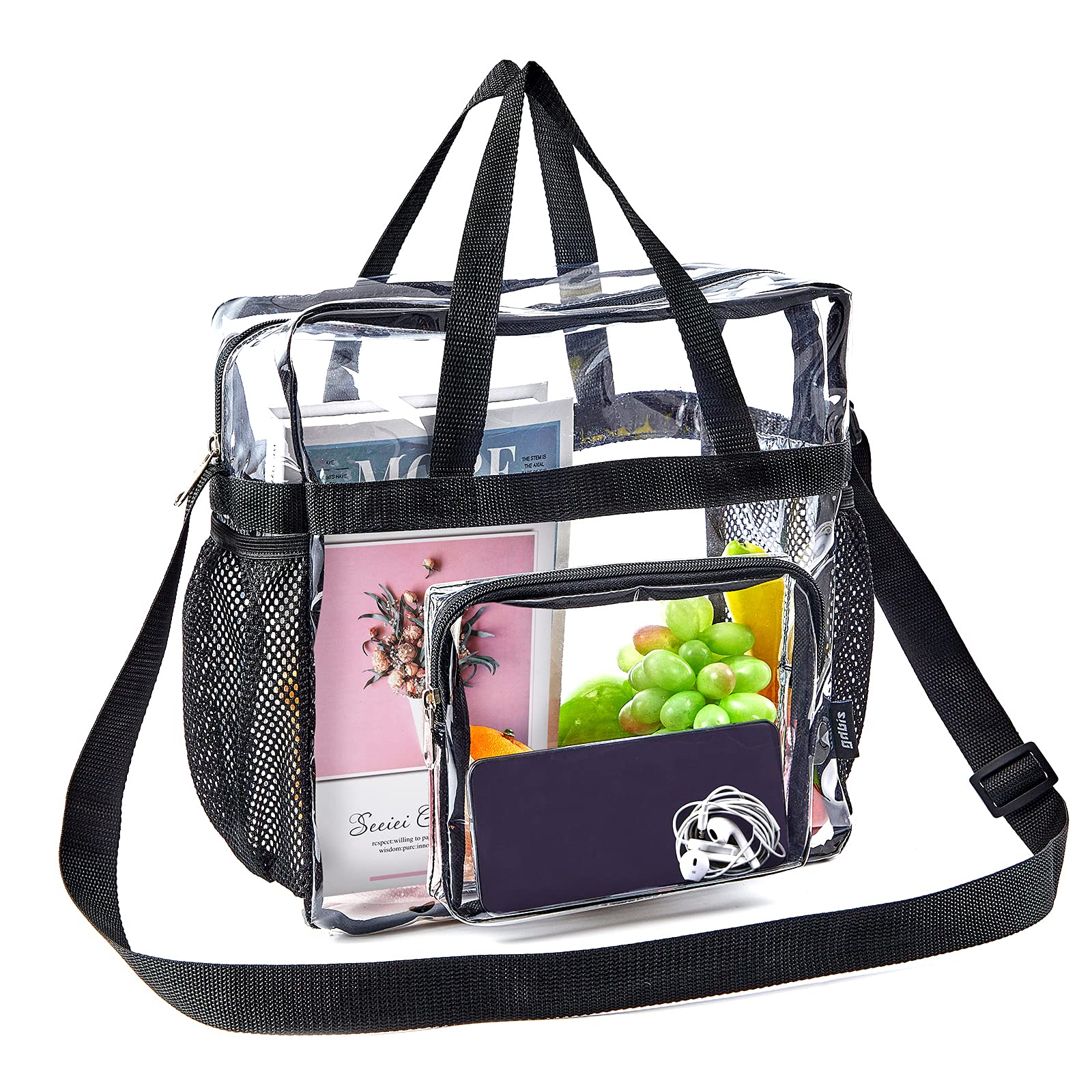 Large Clear Lunch Bag Heavy Duty Clear Lunch Box with Adjustable Straps and