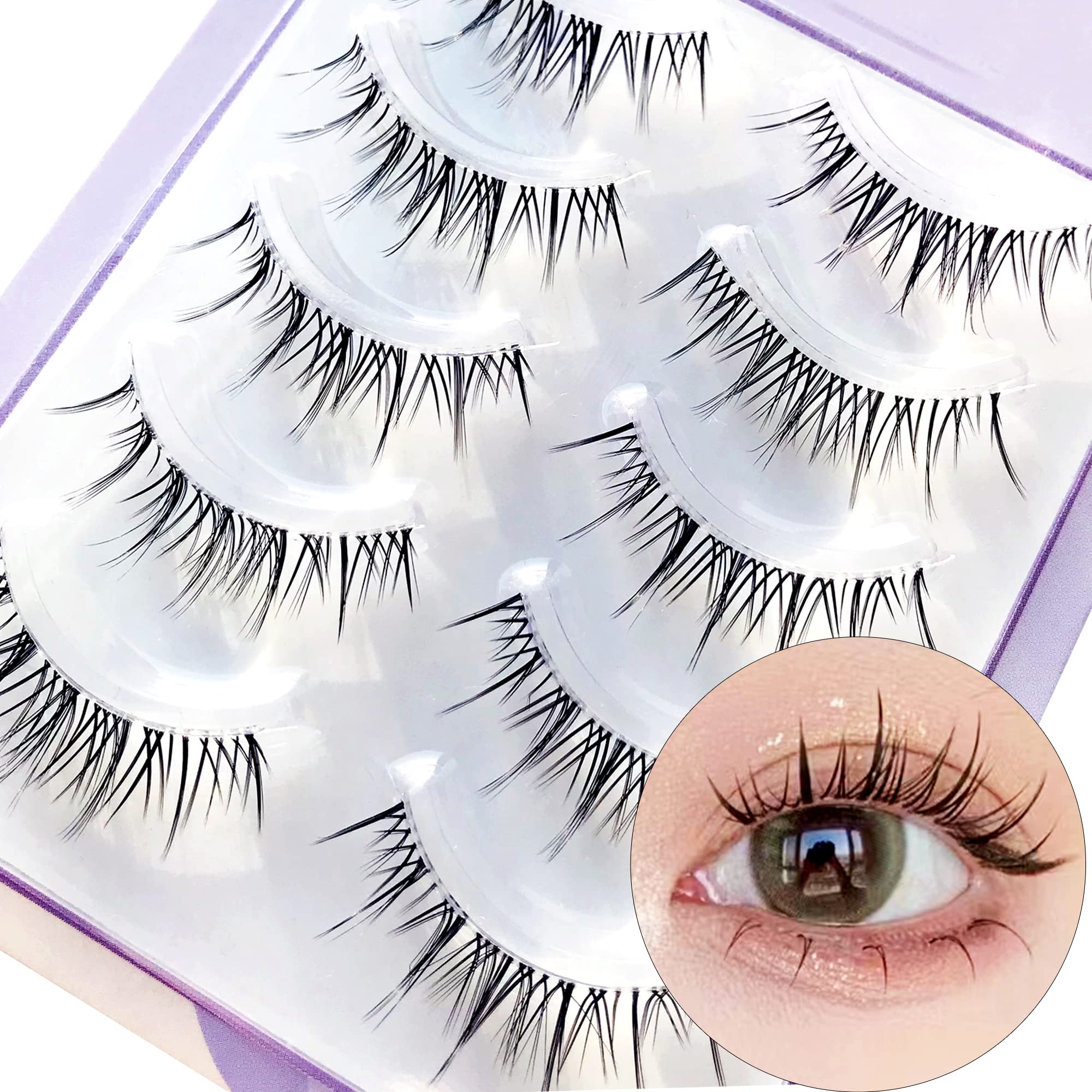 Manga Lashes , Clear Band Anime Lashes 4 Pack, Spiky Anime False