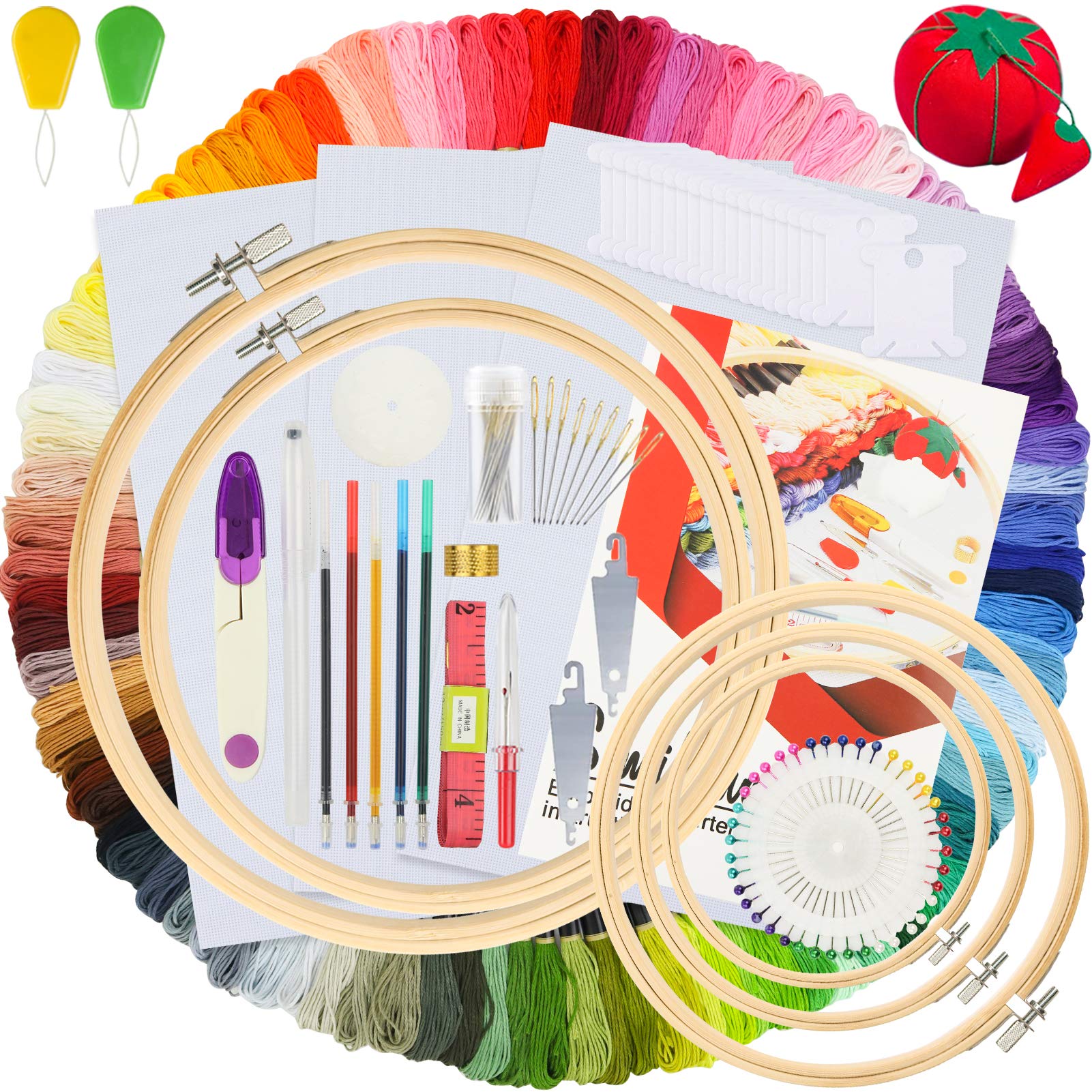 Similane Embroidery Kit 215 Pcs 100 Colors Threads 5 Pcs