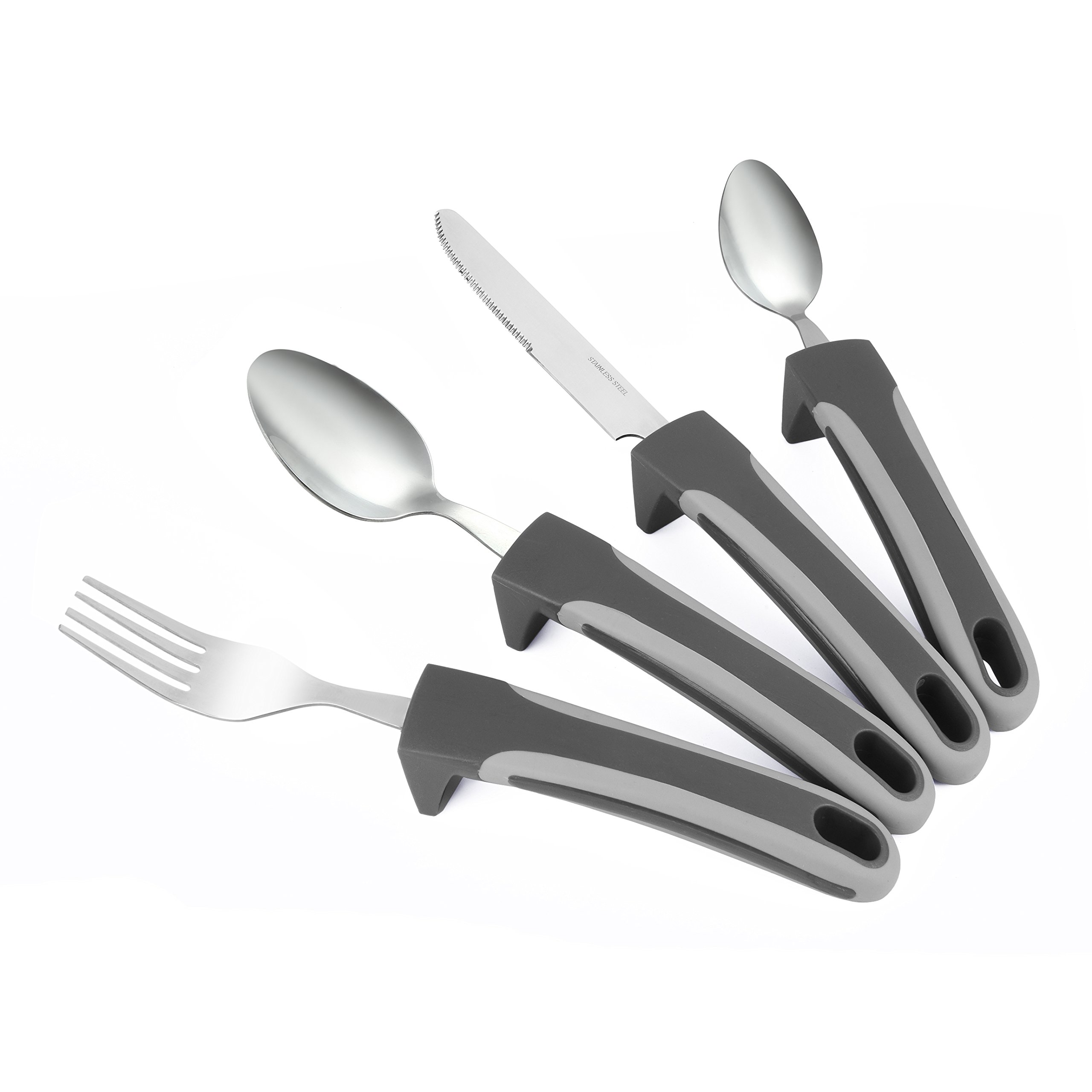 Adaptive Eating Utensils 4pc Easy Grip Silverware Stainless Steel Knif –  Celley