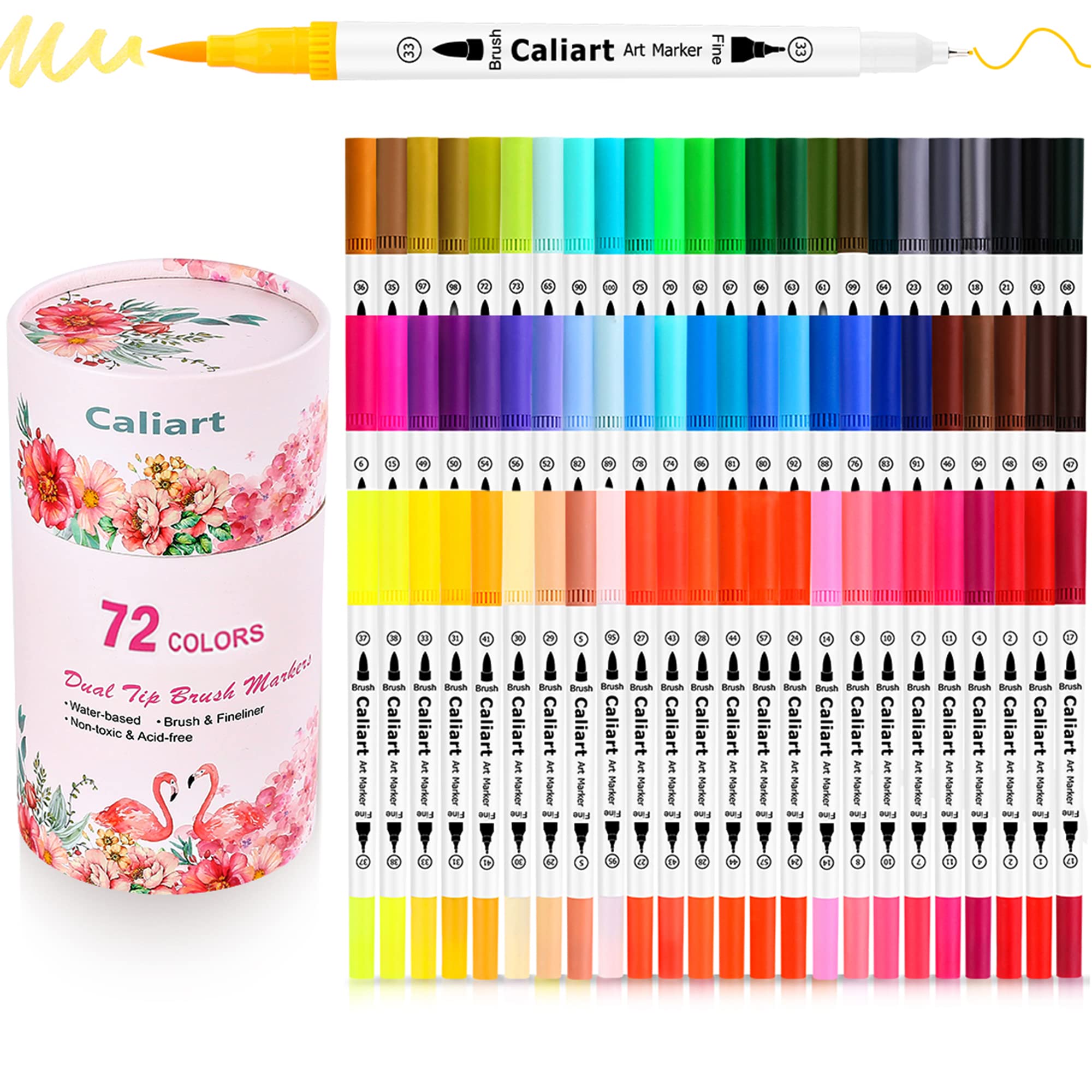 Caliart Coloring Books Painting Drawing 51 Colors Brush Markers