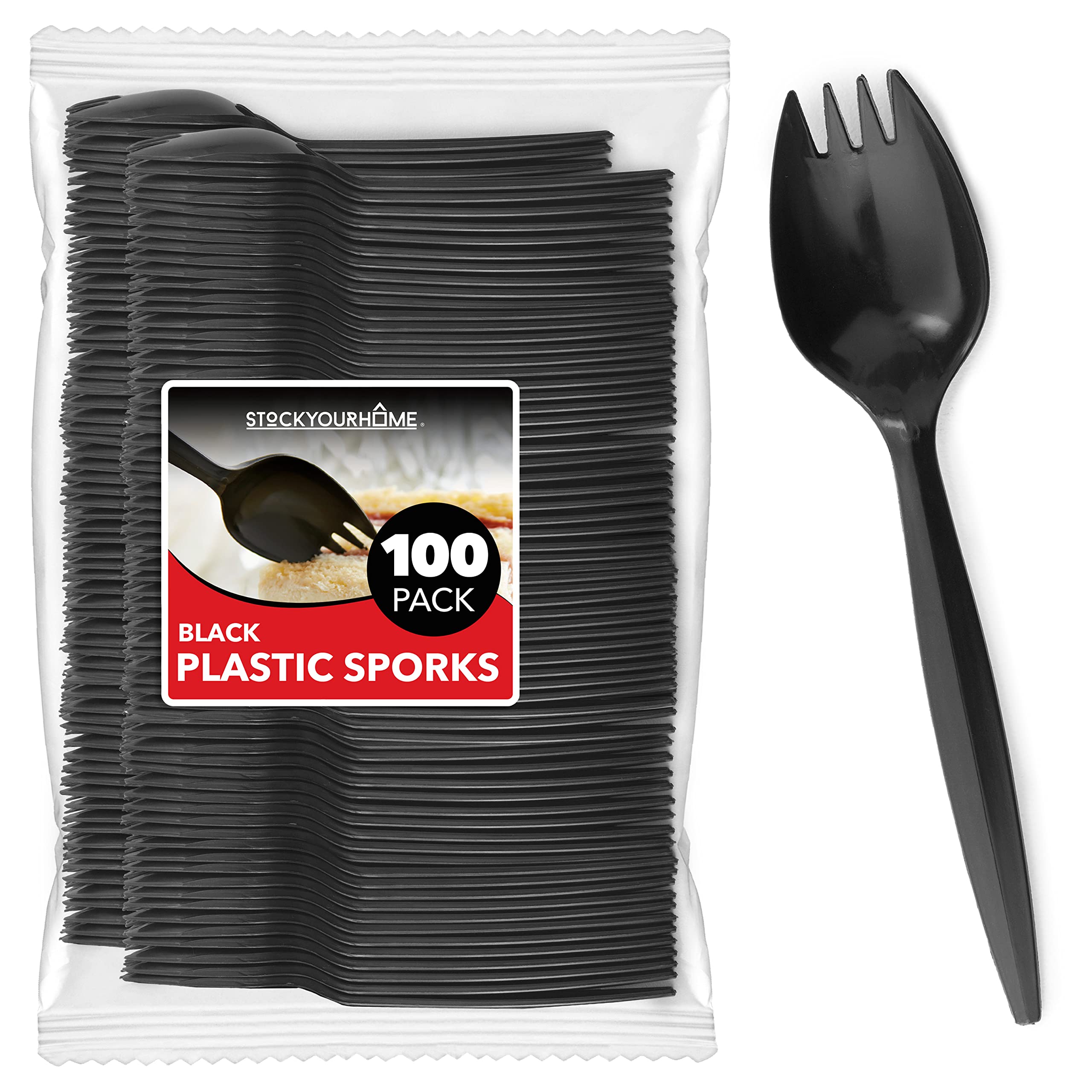 100 3.5 Disposable Sporks, Clear Plastic Sporks - Fork Spoon 2 in 1  utensils Perfect for Travel, Sc…See more 100 3.5 Disposable Sporks, Clear