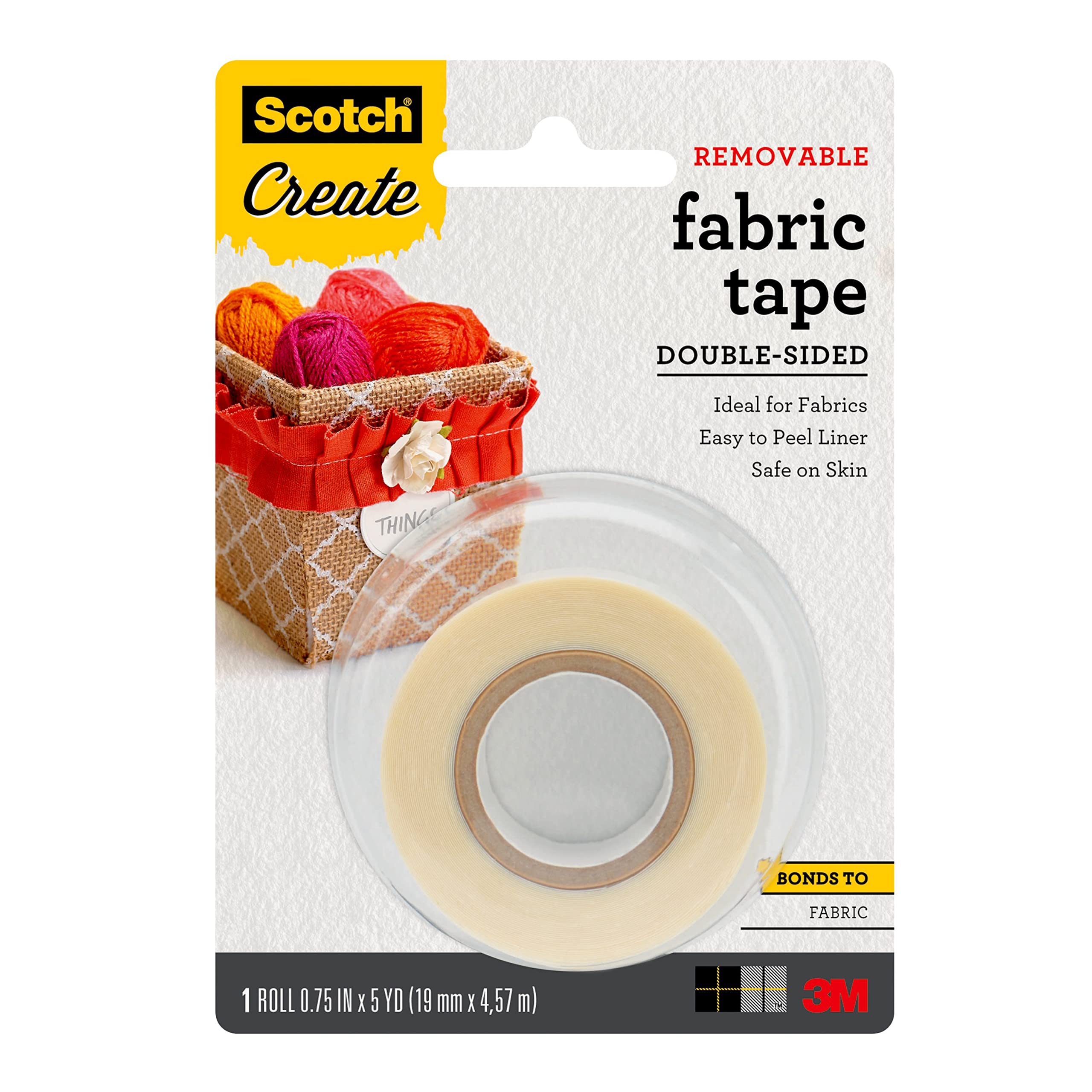 Scotch Removable Fabric Tape 3/4 in x 180 in 1/Pack Removable and