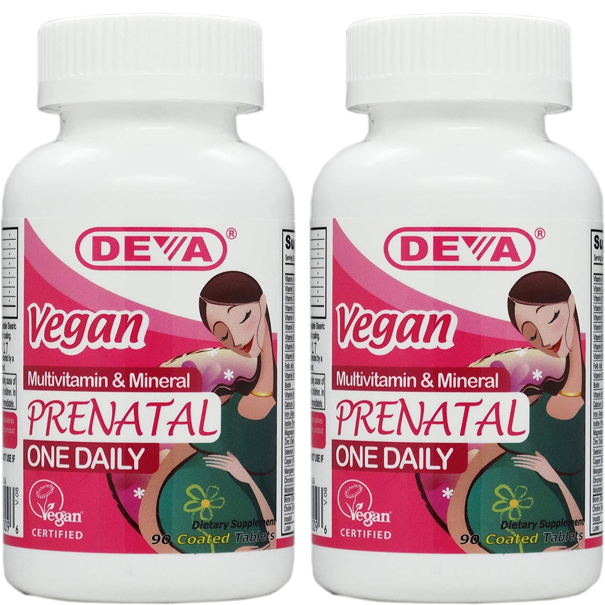 Deva Vegan Vitamins Prenatal Multivitamin & Mineral One Daily 90 Vegetarian Tablets Pack of 2
