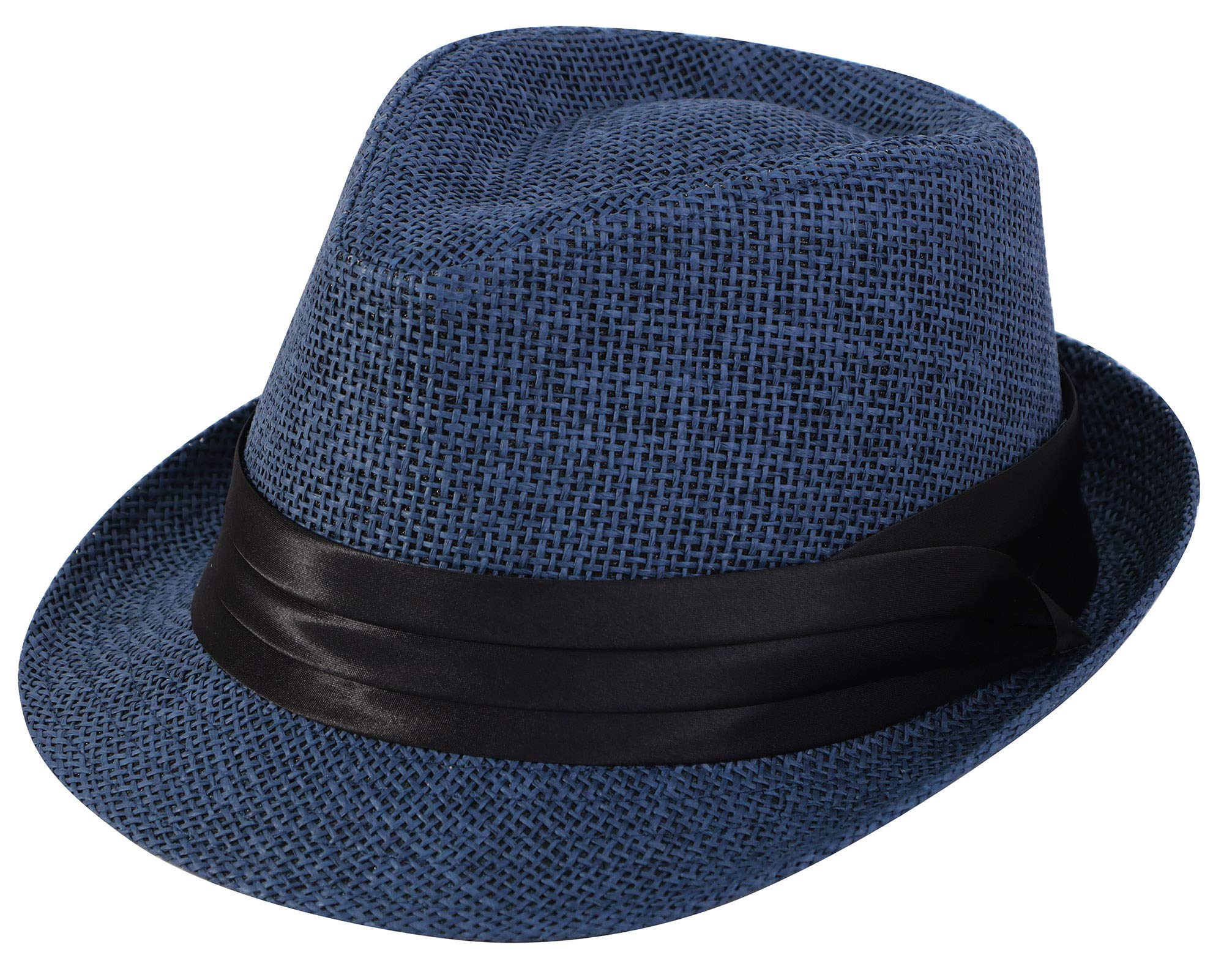 Simplicity Fedora for Men Women Unisex Men's Women's Classic Manhattan  Structured Gangster Trilby Fedora Hat Navy Large-X-Large