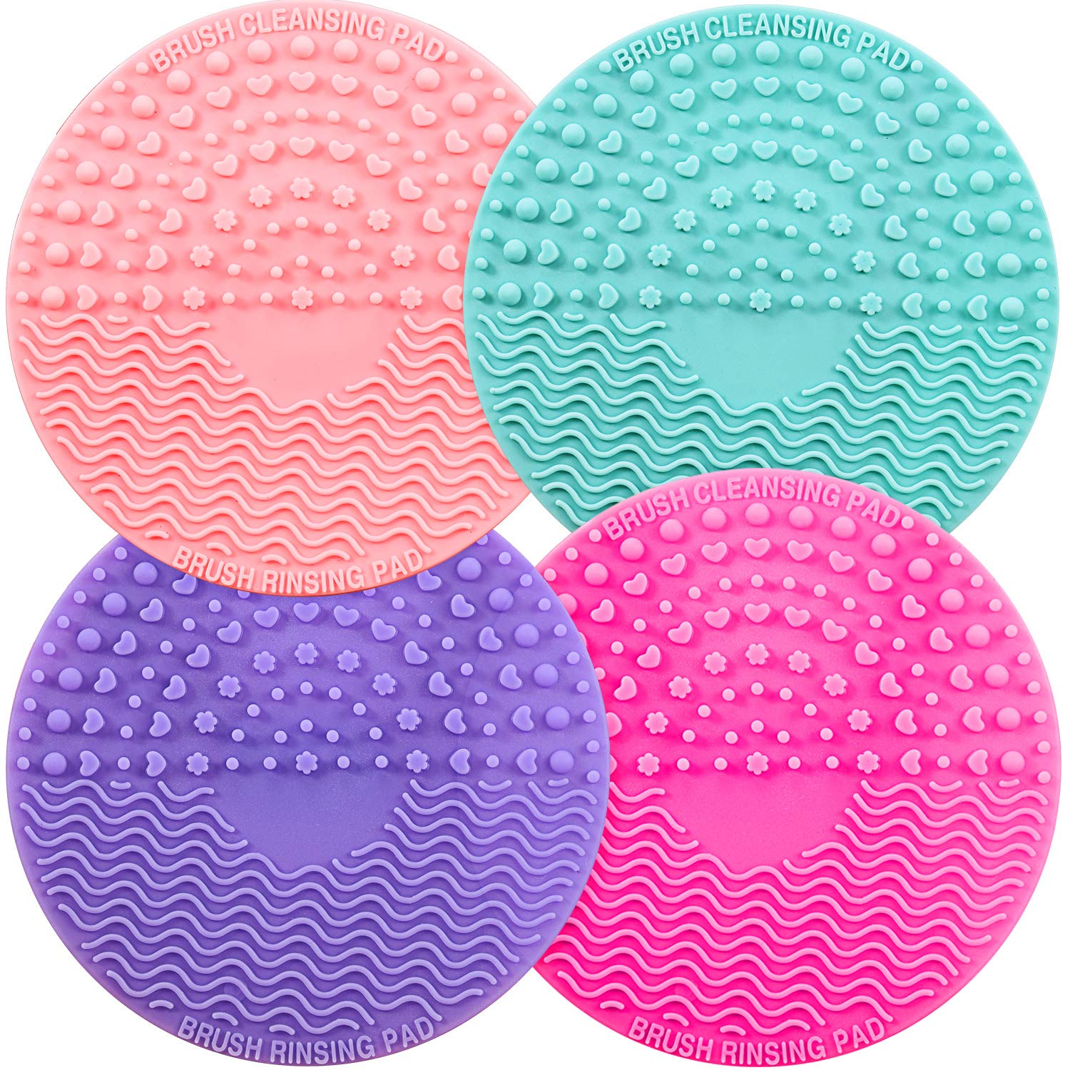 4 Packs Silicone Makeup Brush Cleaning Mat, Round Makeup Brush Cleaner Pad  Cosmetic Brush Cleaning Mat
