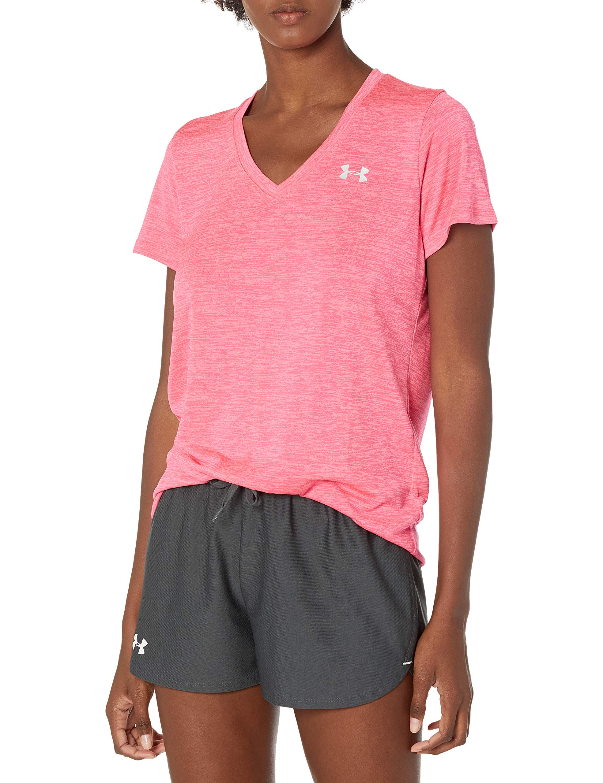 Under Armour Women's Tech V-Neck Twist Short-Sleeve T-Shirt Cerise