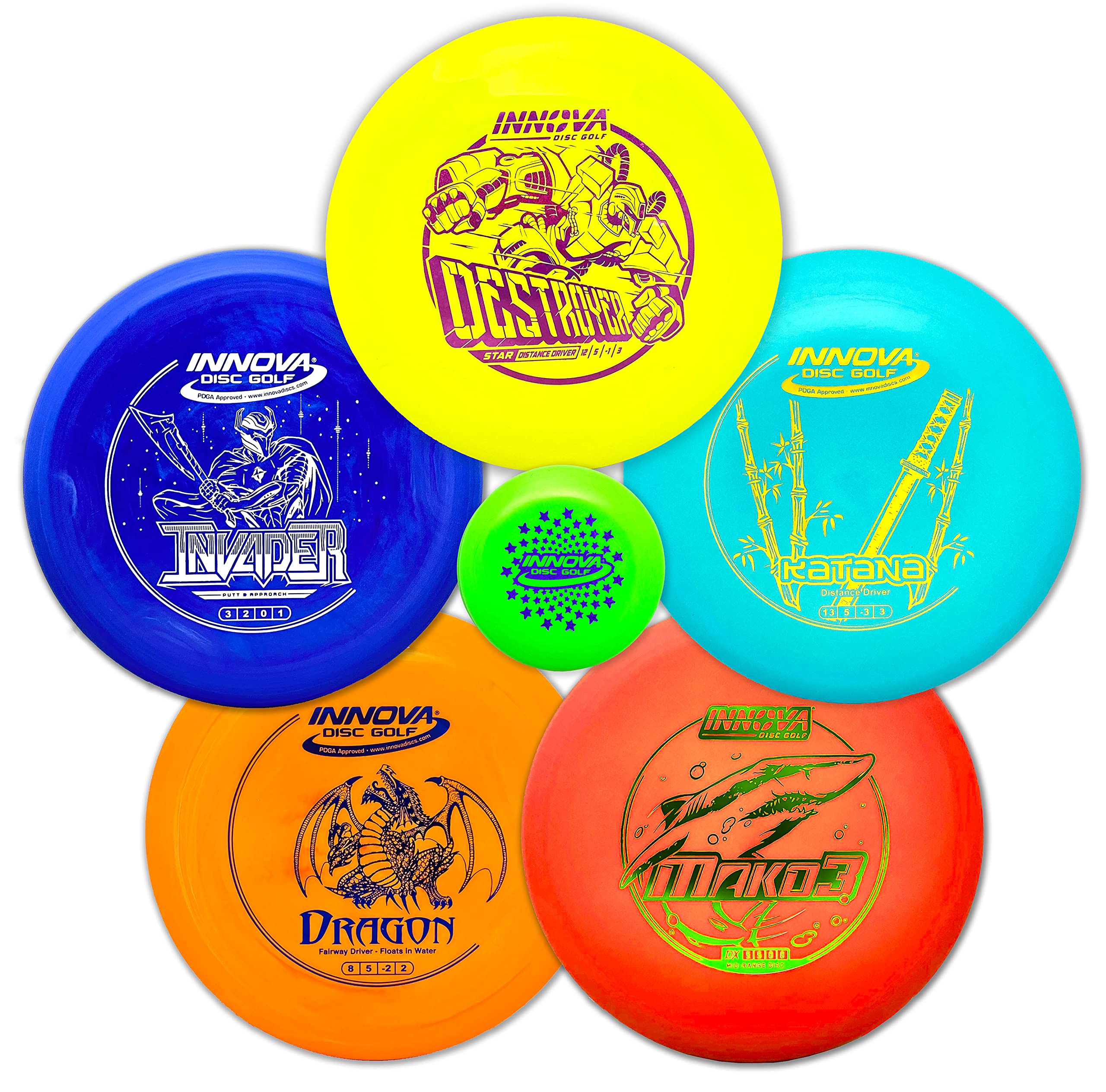 Innova Discs Golf Set 5 Disc Set Includes Disc Golf Driver, MidRange
