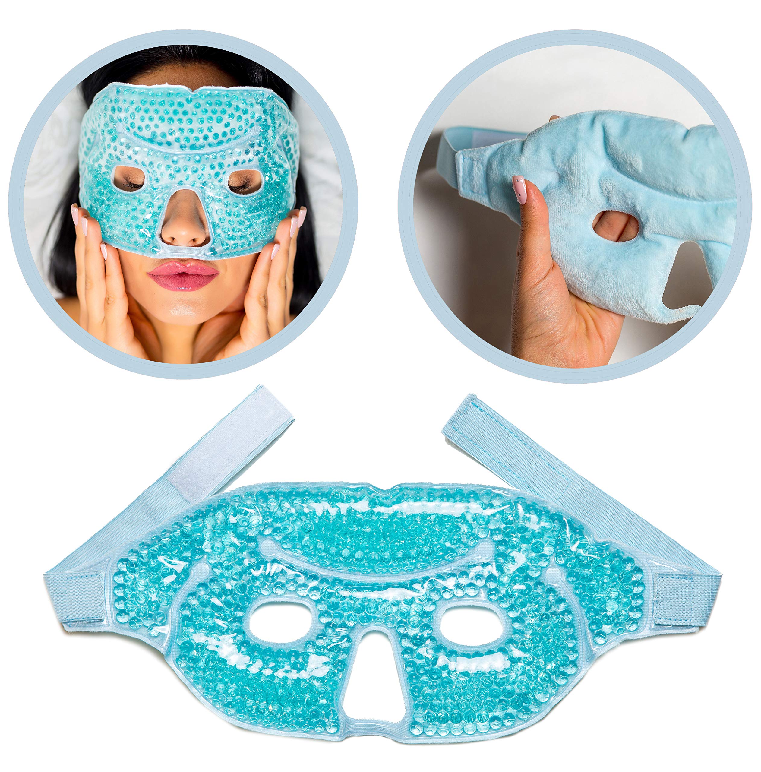 Gel Face Mask Cold Pack – Hot Cold Therapy Gel Bead Full Facial Mask ...