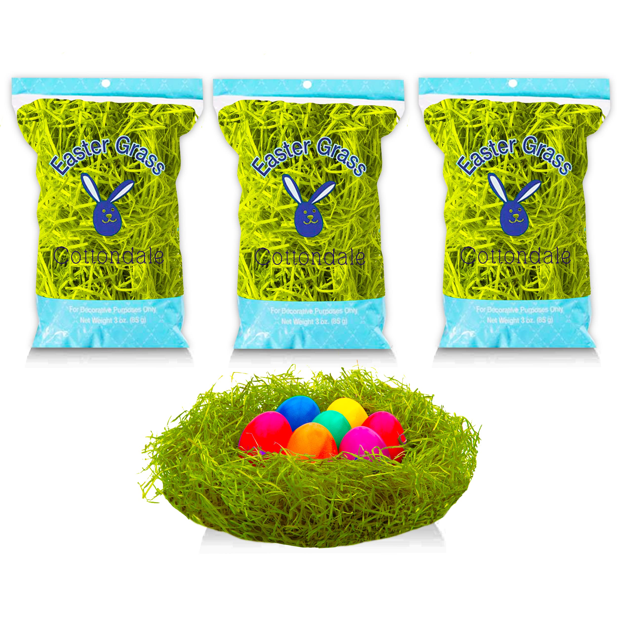 Green Raffia Grass Bundle for Easter Arts and Crafts Easter Eggs Basket  Filler 1/2 lb.