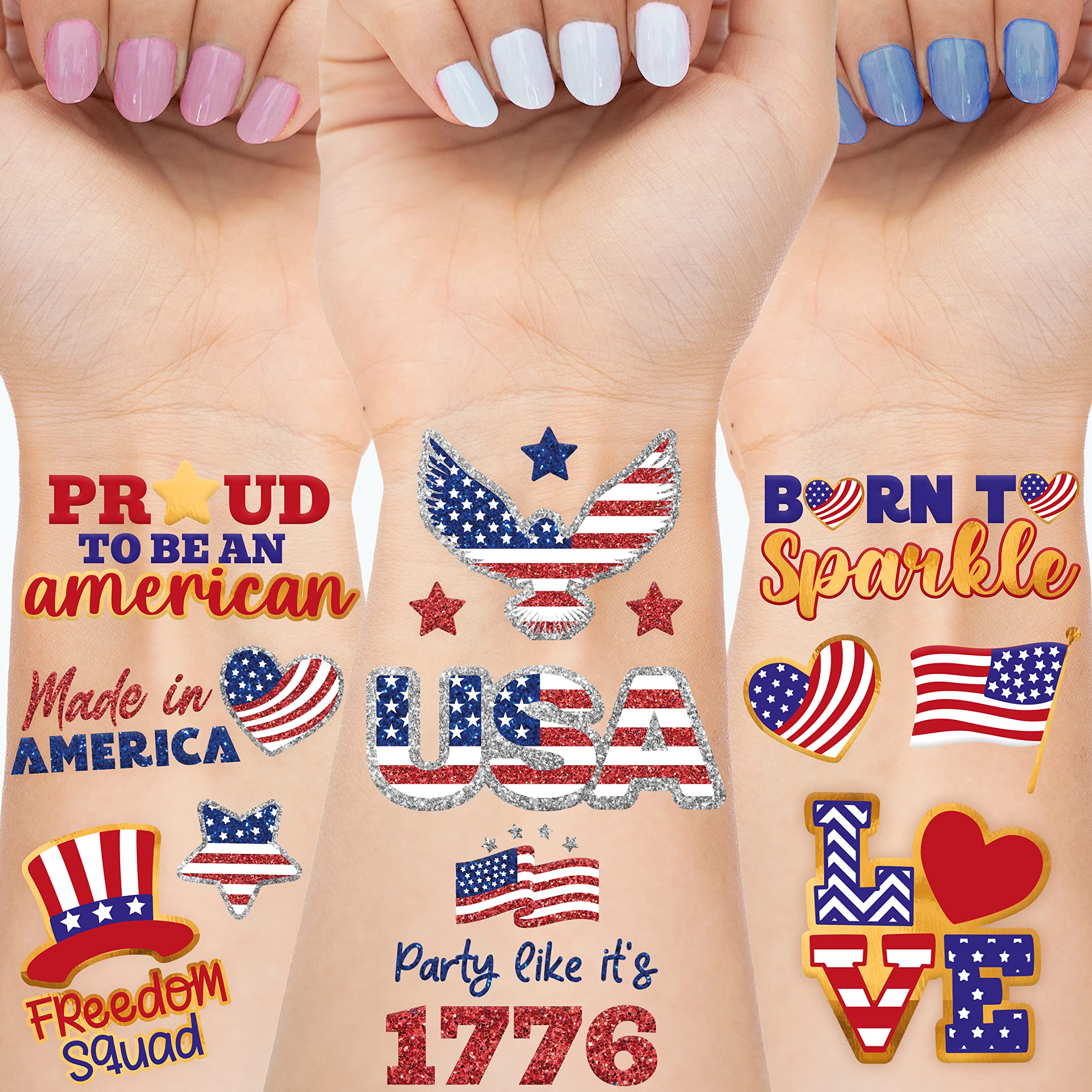 American Pride Patriotic Temporary Tattoo Sticker - OhMyTat