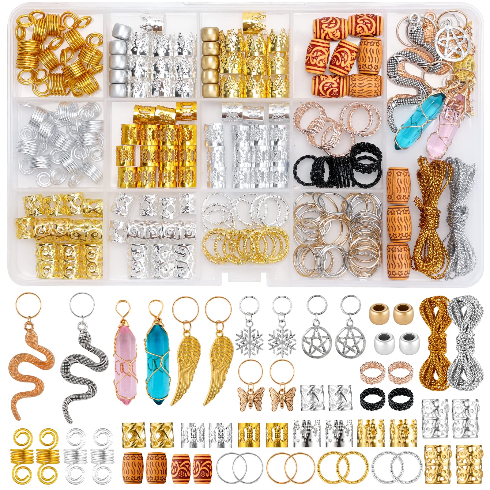 200 PCS Loc Hair Jewelry for Women Braids, Dreadlock Accessories Metal Gold  Hair Cuffs Decorations 