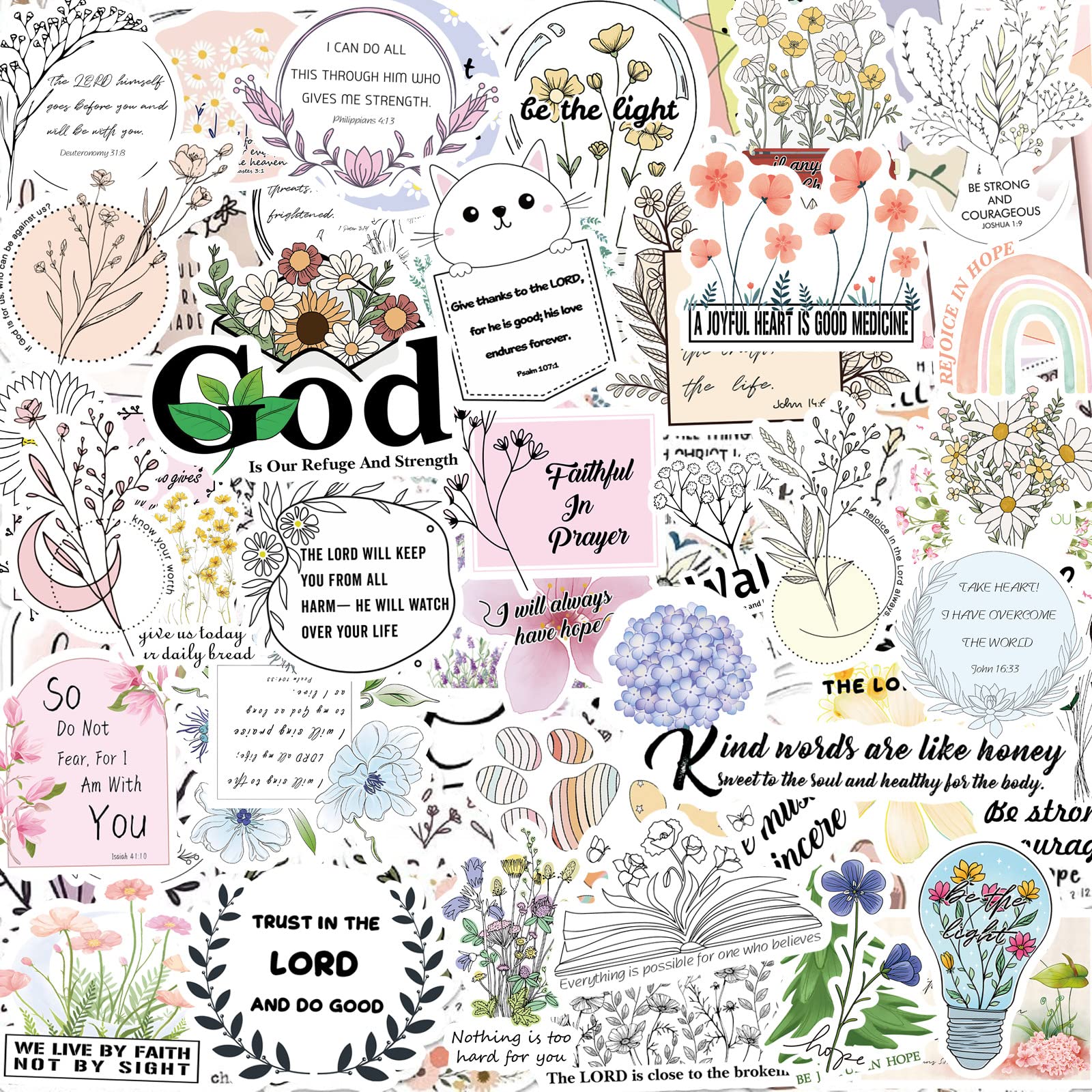 118pcs Inspired Christian Stickers Bible Verse Stickers Blossoms
