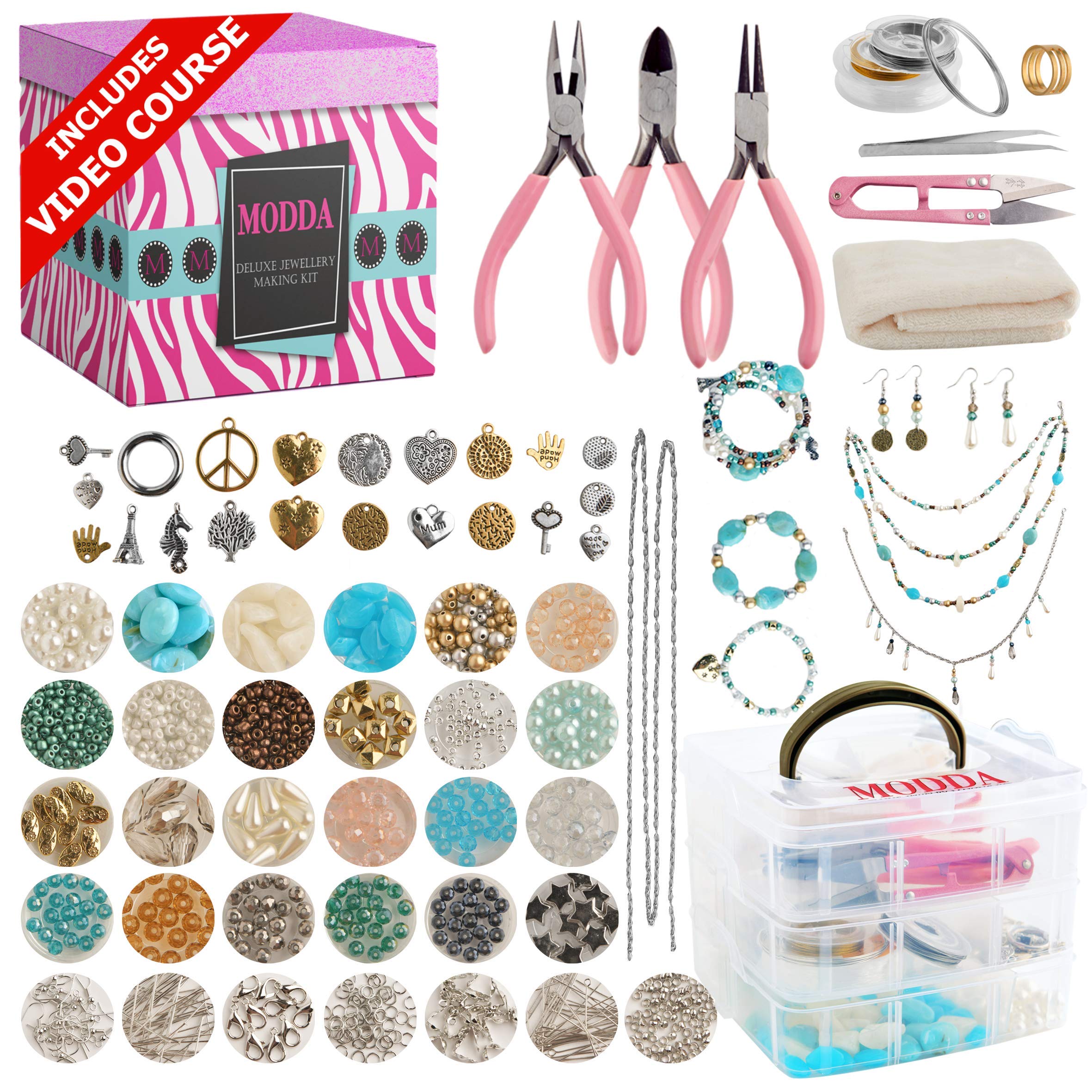 Modda Deluxe Jewelry Making Kit with Video Course Includes