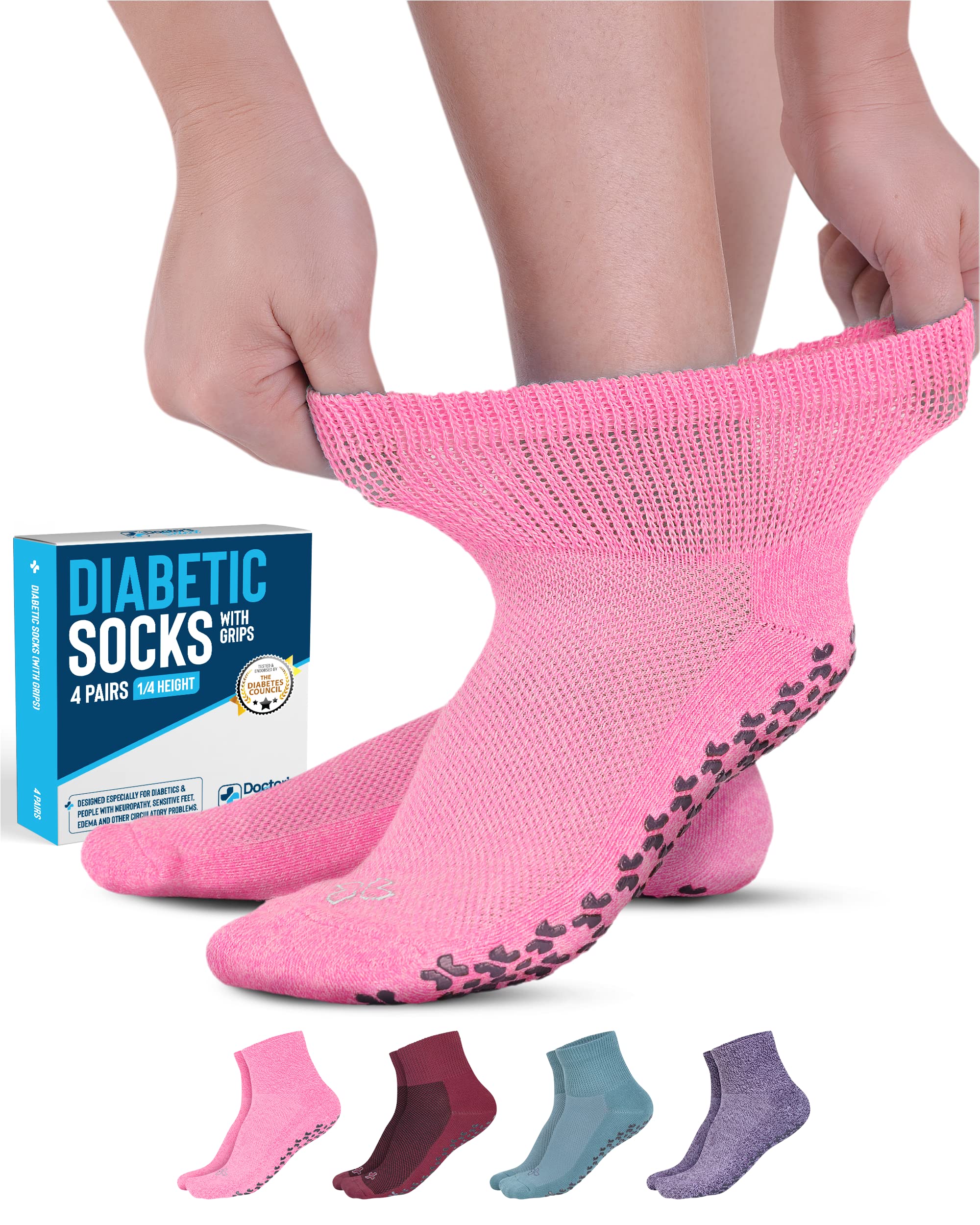Doctor's Select Diabetic Ankle Socks with Grippers for Men and