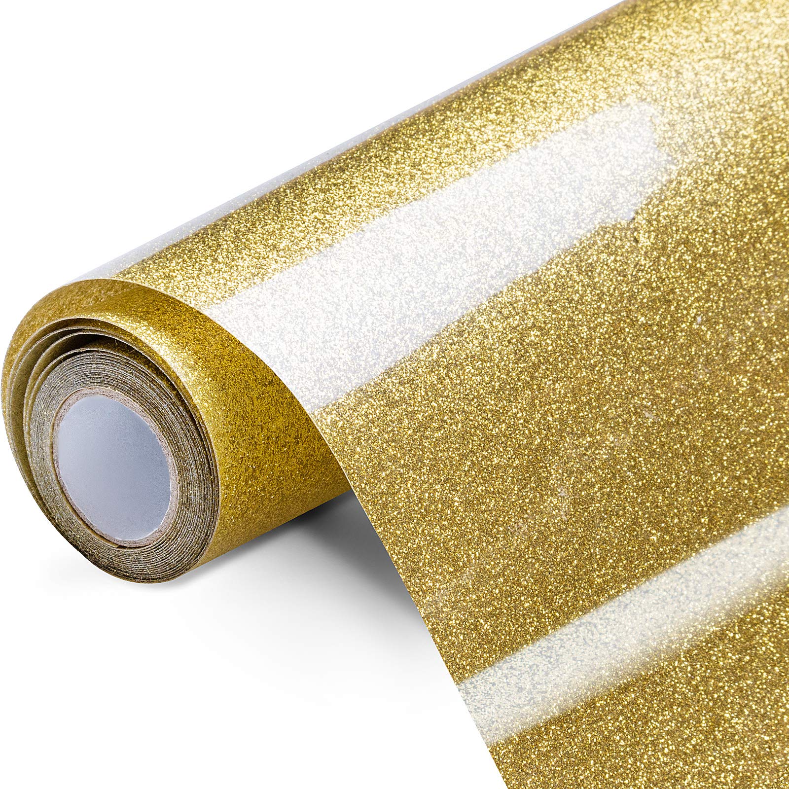 HTVRONT Gold Glitter HTV Vinyl Roll-12 x 15FT Gold Glitter Heat Transfer  Vinyl for Shirts, Glitter Iron on Vinyl for All Cutter Machine，Easy to Cut