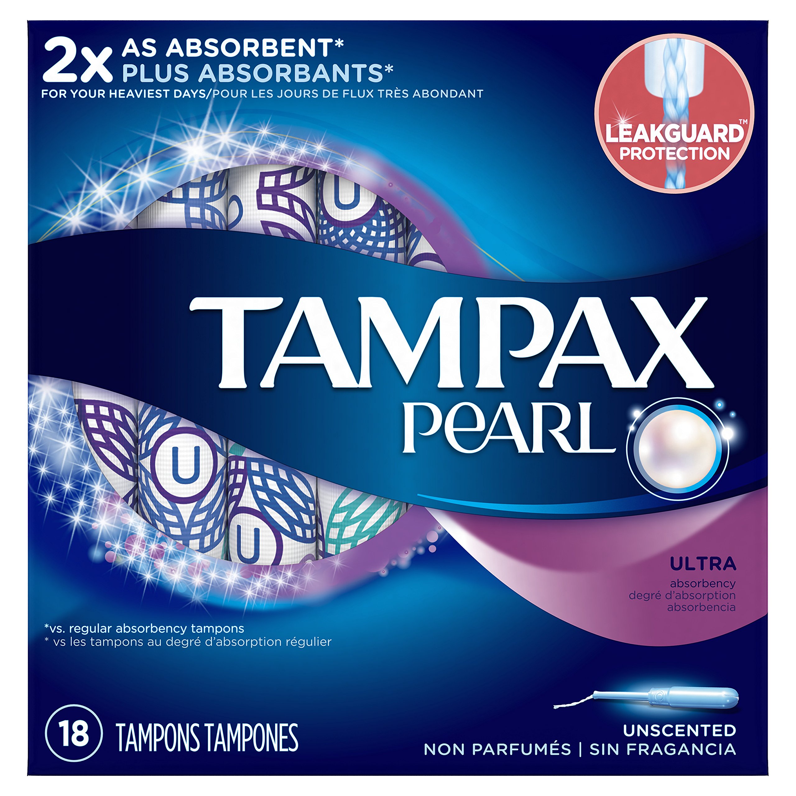 Tampax Pearl Tampons with Plastic Applicator Ultra Absorbency