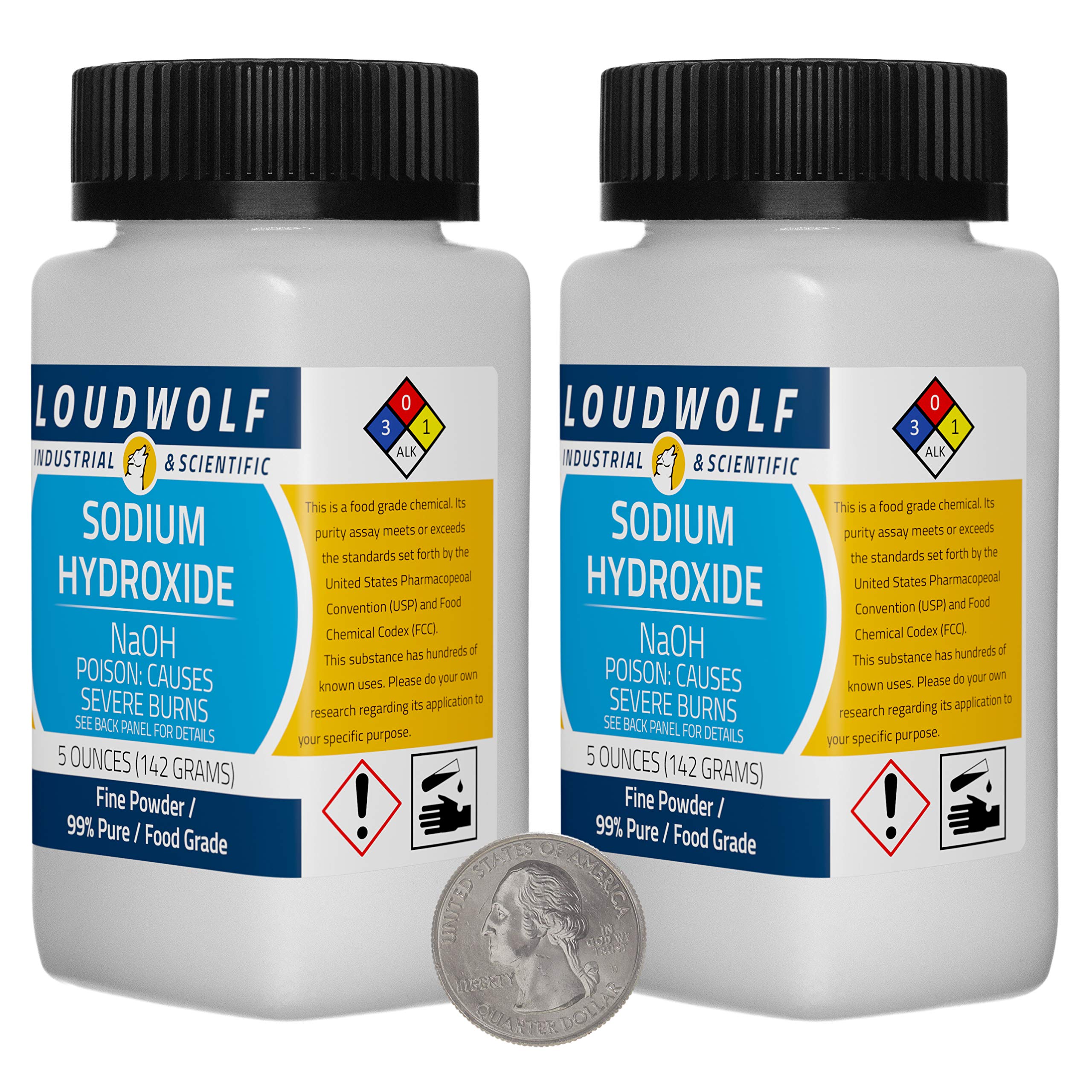 Loudwolf Sodium Hydroxide Lye Caustic Soda/Fine Powder / 10 Ounces / 99%  Pure/Food Grade/Ships Fast from USA