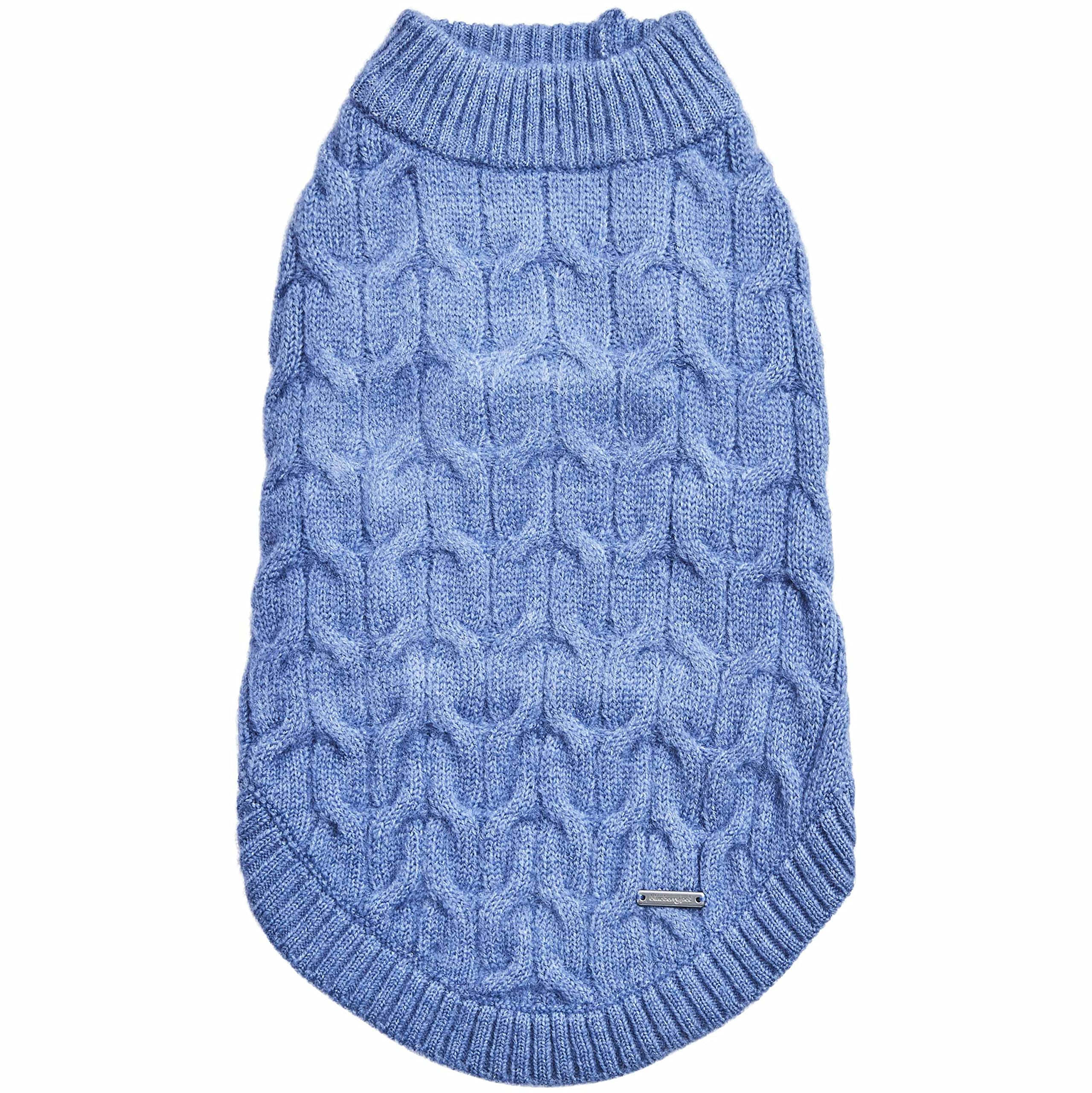 Blueberry Pet Classic Fuzzy Textured Knit Pullover Turtle-Neck Dog