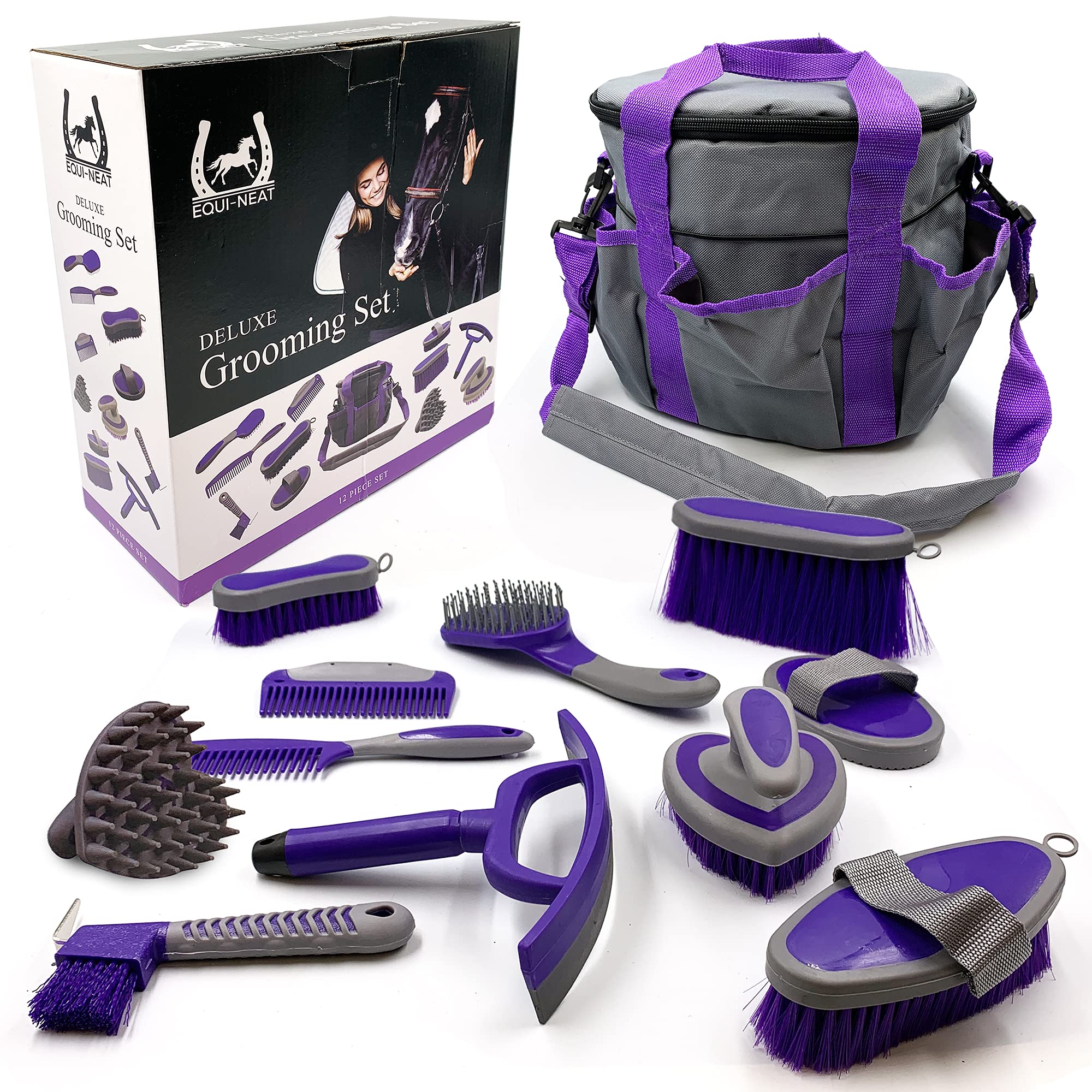 Equi Neat 12 Piece Horse Grooming Kit Complete Equestrian Gift Set 