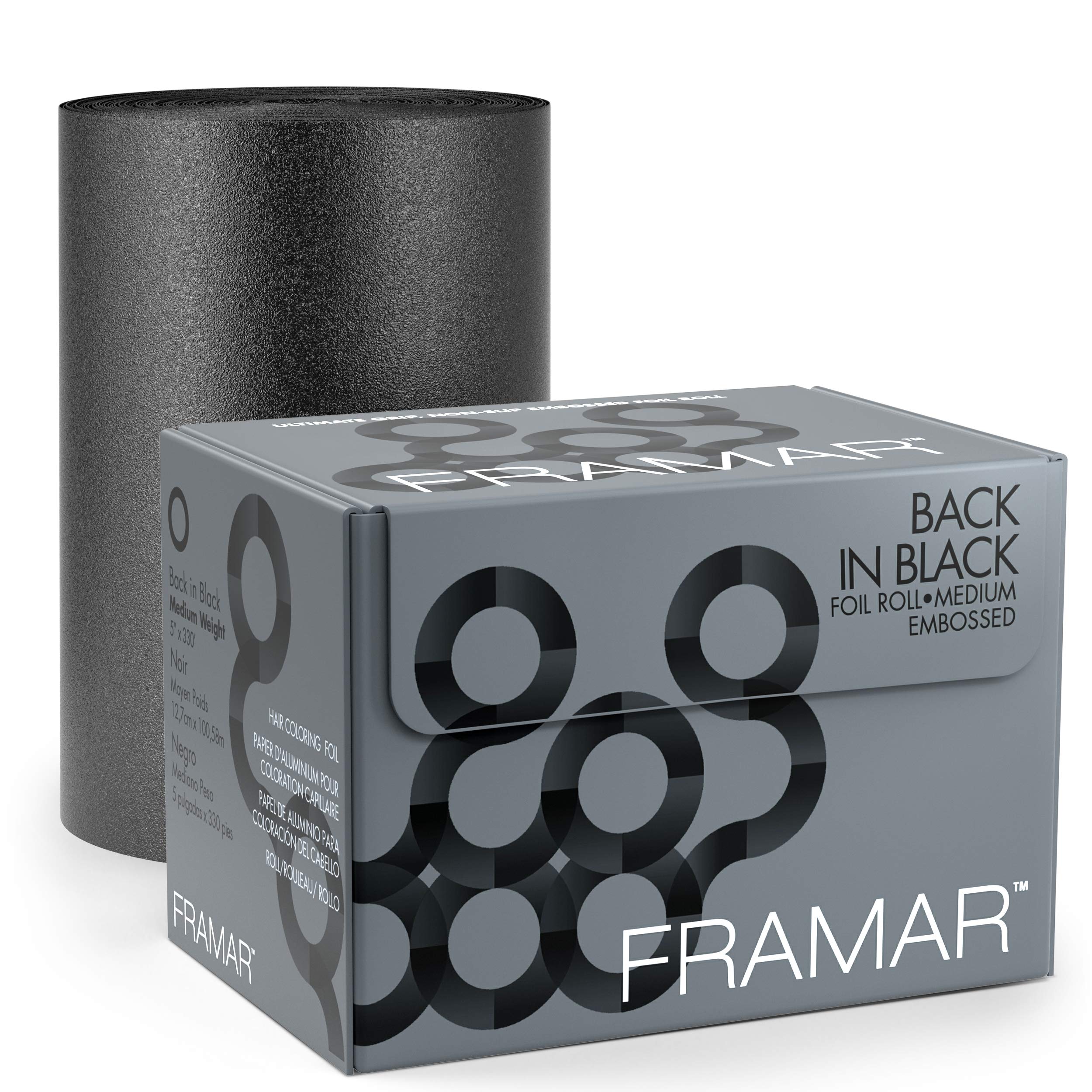 Framar Back in Black Embossed Roll Aluminum Foil, Hair Foils For