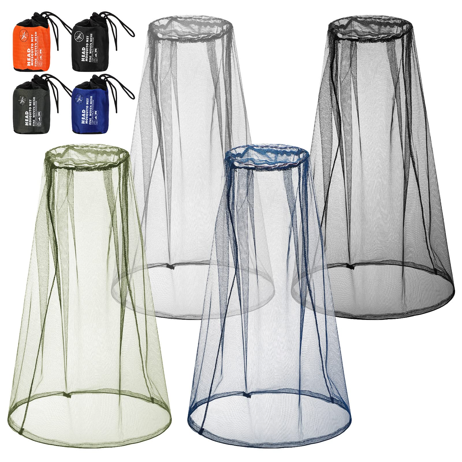 4 Pack Mosquito Head Net Face Mesh Net Head Protecting Net for Outdoor  Hiking Camping Climbing