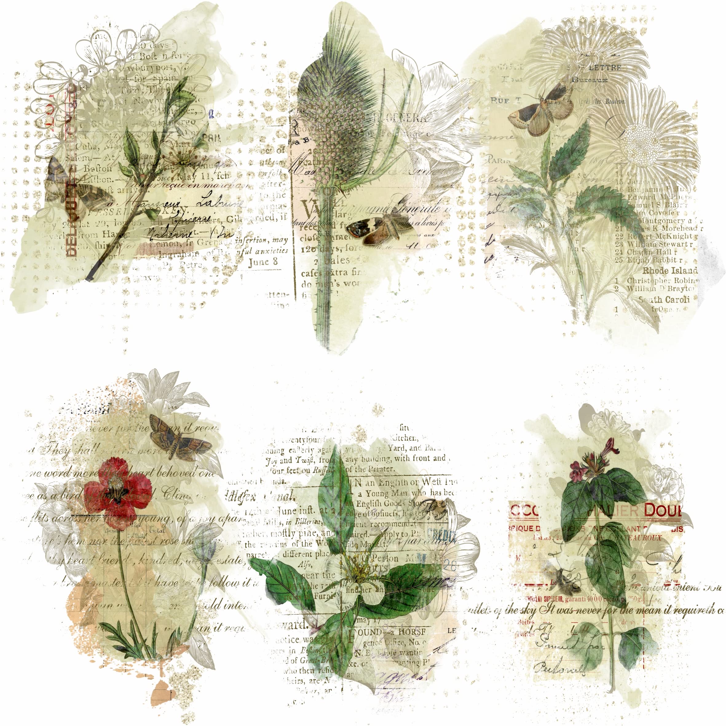 Woodland Theme Mulberry Rice Paper, 8 x 10.5 inch - 6 x Different Printed  Mulberry Paper Images 30gsm Visible Fibres for Decoupage Crafts Mixed Media