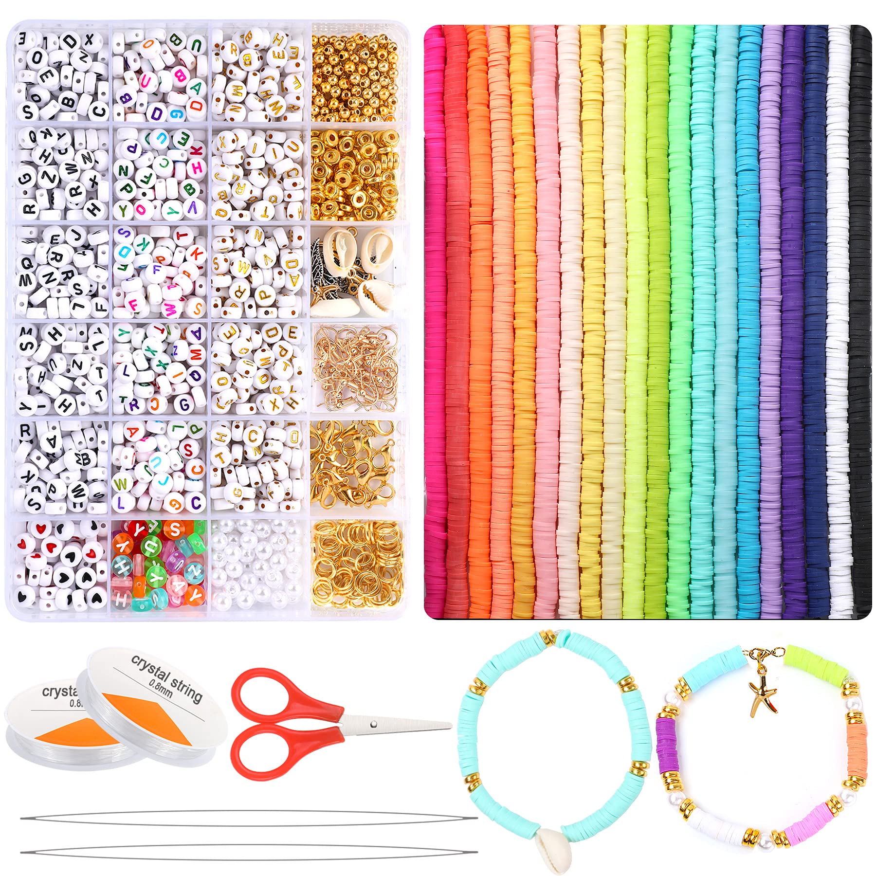 JULBEAR 8835 Pcs Heishi Clay Beads for Bracelet Making Kit