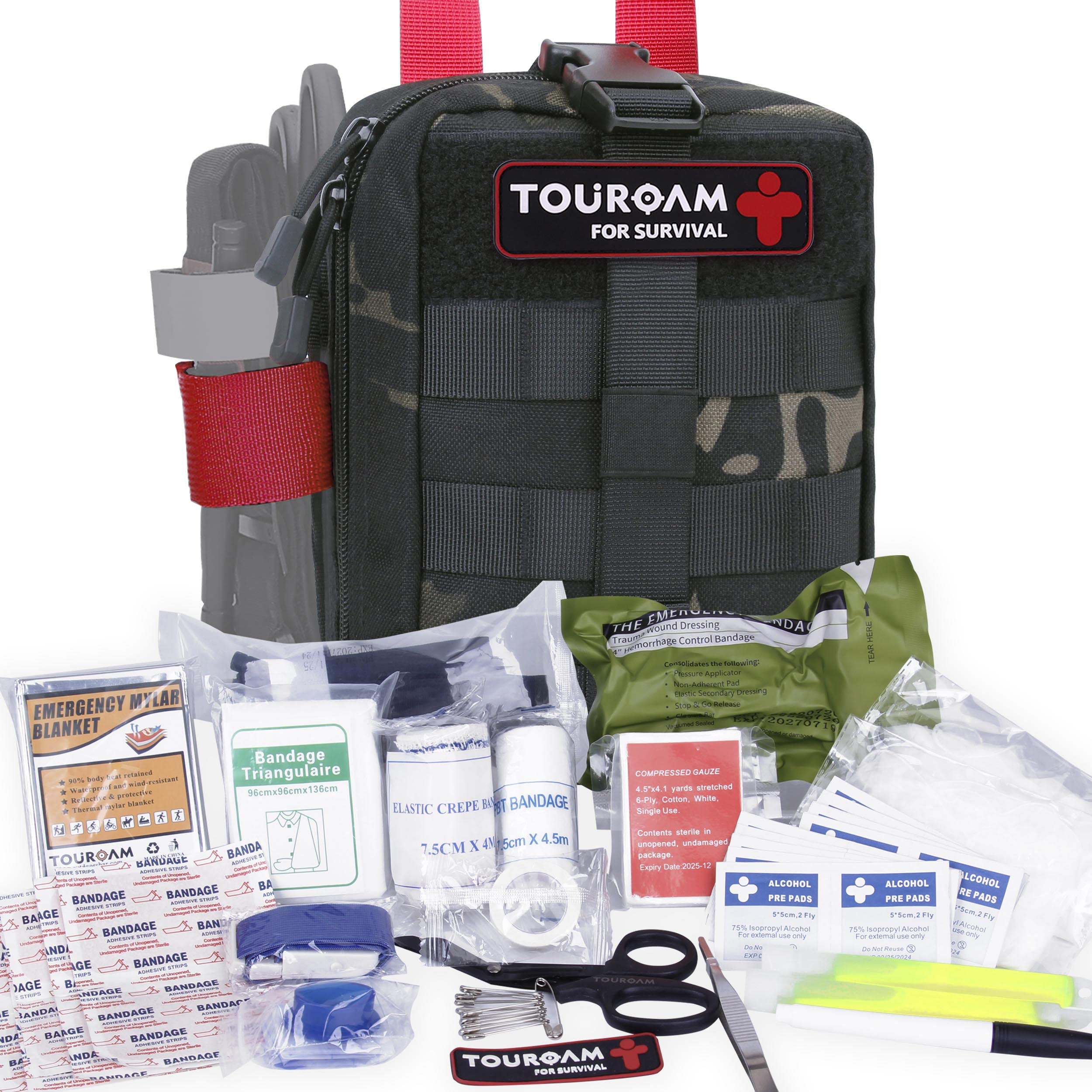 IFAK Med Trauma Kit, Molle Tactical Emergency First Aid Kit Survival  Military, Rip-Away Field Dressing