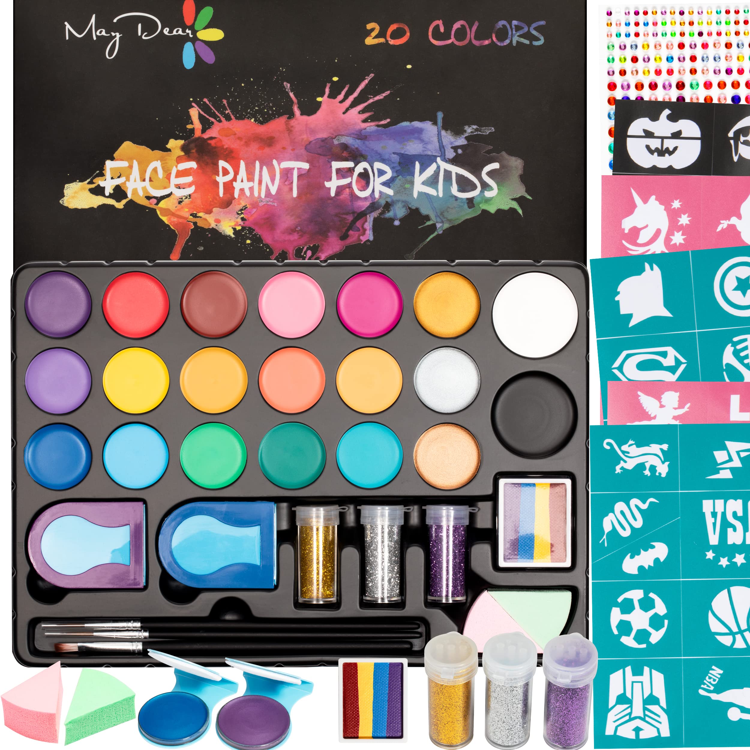 Face Paint Kit for Kids, Professional Quality Face & Body Paint,  Hypoallergenic Safe & Non-Toxic, Easy to Painting and Washing, Ideal for  Halloween