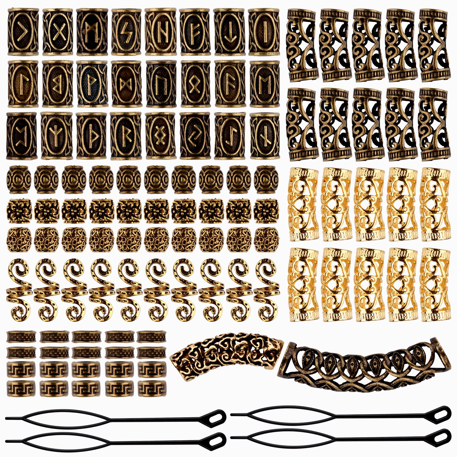 Viking Beard Beads, Norse Dreadlock Beads Alloy For DIY Necklace For Beard  For DIY Bracelet