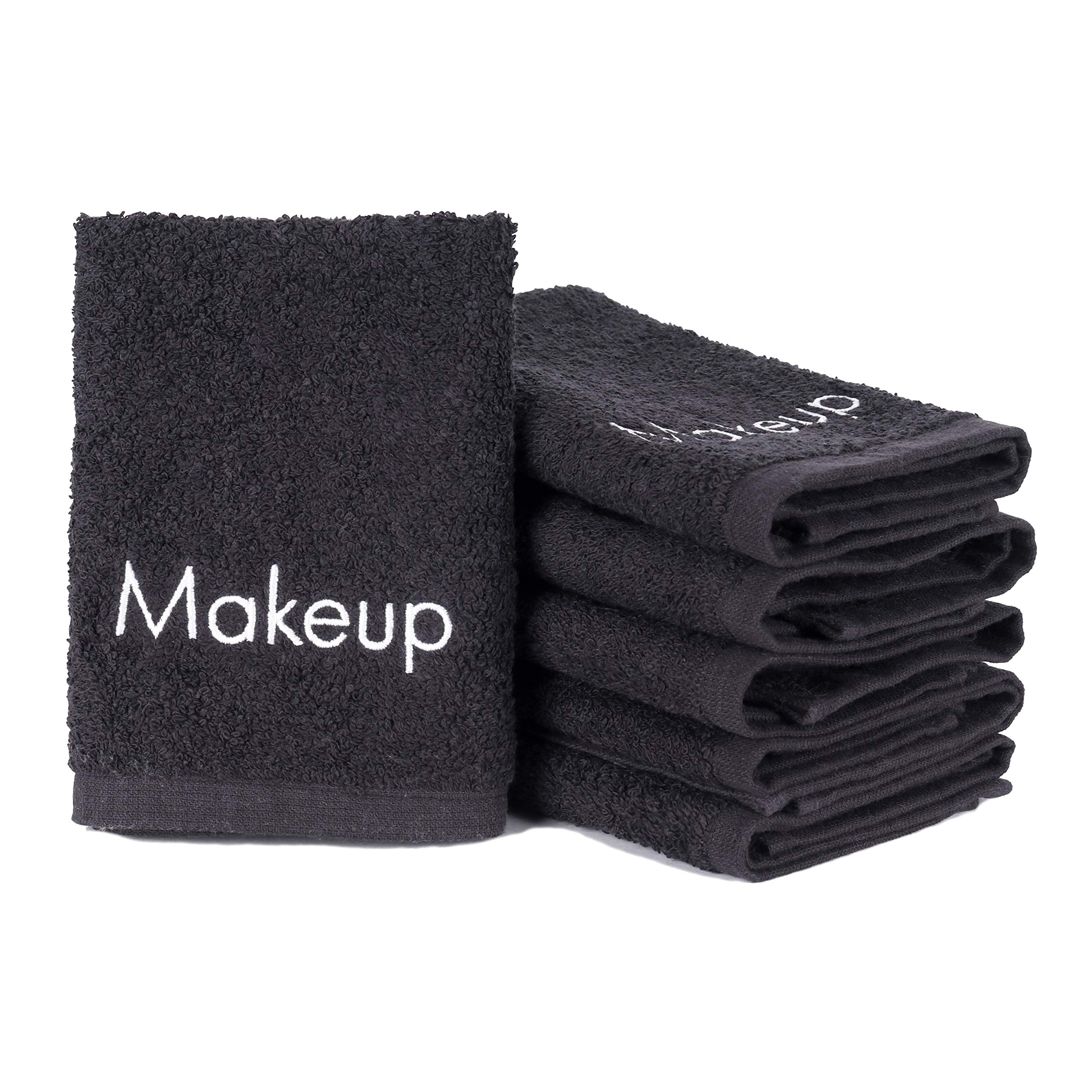 Bleach Safe Black Makeup Towels | Luxury Ultra Soft Cotton Face Washcloths Make Up Removal | 6 Pack, Size: 13 x 13