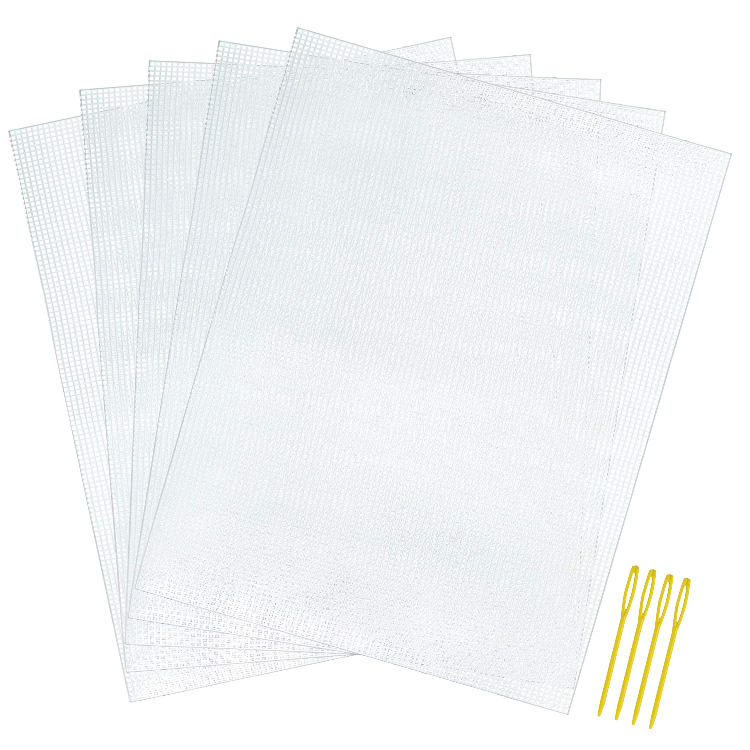 Pllieay 5 Pieces 7 Count Plastic Mesh Canvas Sheets for Embroidery Acrylic  Yarn Crafting Knit and Crochet Projects (10.2 x 13.2 inch Come with 4  Pieces Weaving Needles) white