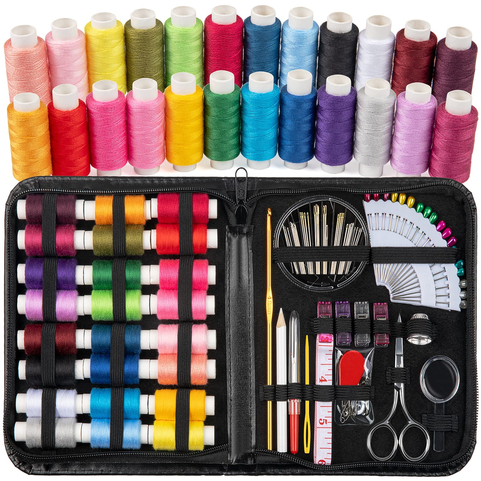 Sewing Kit,Sewing Kit,206 Pcs Sew Kit for Home, Beginner, Traveler,DIY  Sewing, Adults, Emergency- Premium Sewing Kits, Zipper Portable 