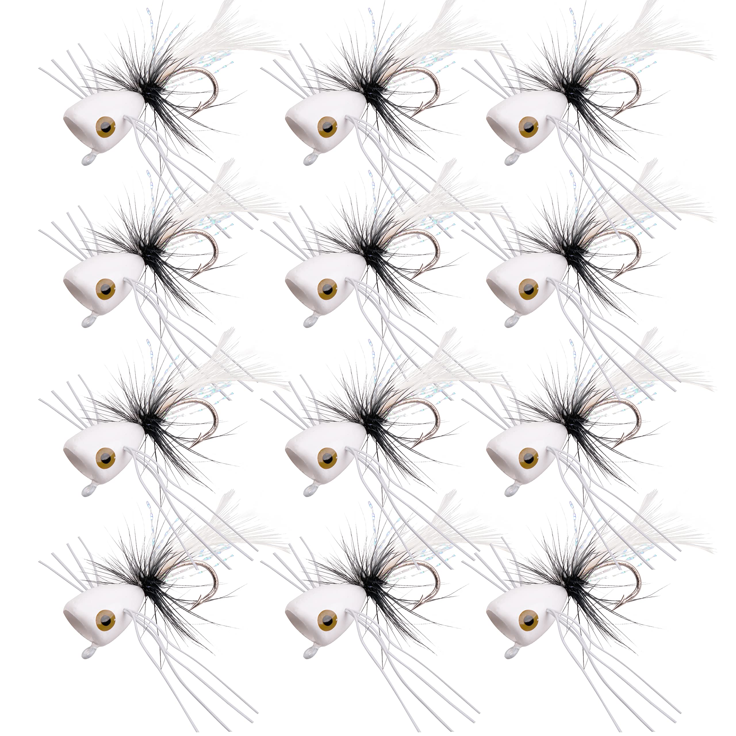 Fly Fishing Poppers, 12pcs Popper Flies for Fly Fishing Topwater Bass  Panfish Trout Salmon Bluegill Poppers