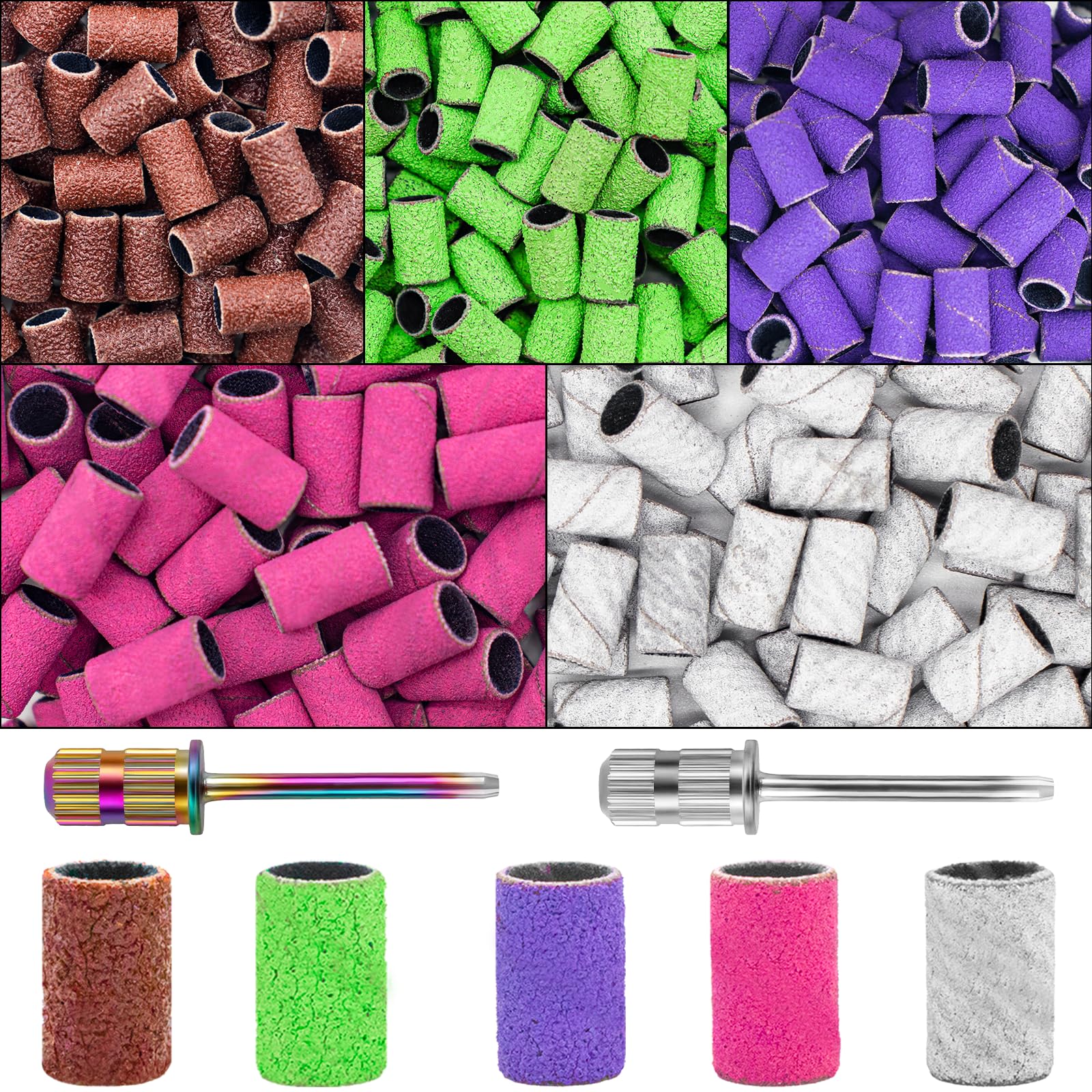 210pcs Professional Manicure Pedicure Sanding Bands Nail Drill Bits 80#  120# 180# Grit | Fruugo UK