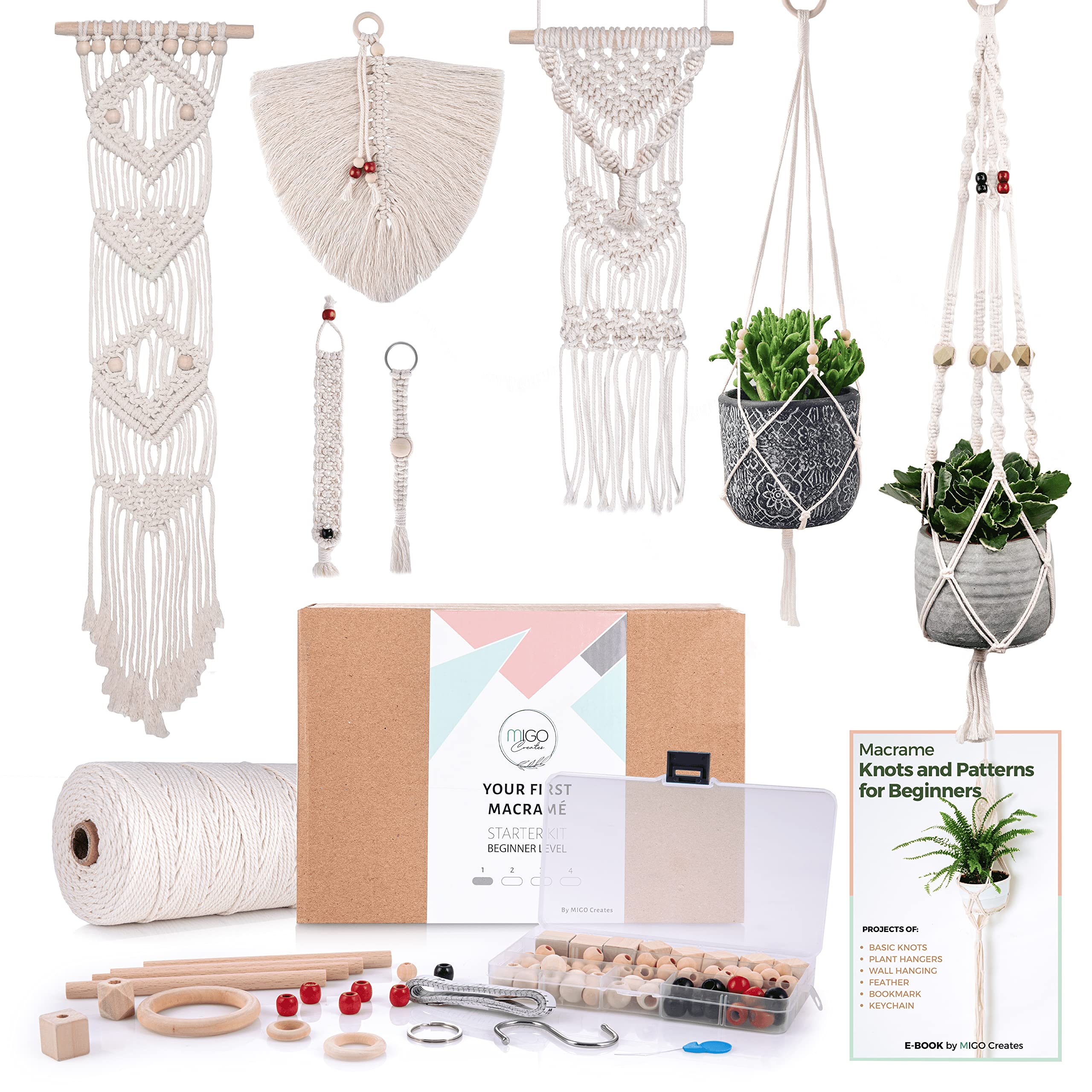 Beginner Macrame Wall Hanging Kit. Craft Kits for Adults and Kids. Bohemian  Home and Wall Decor Diy Kit 