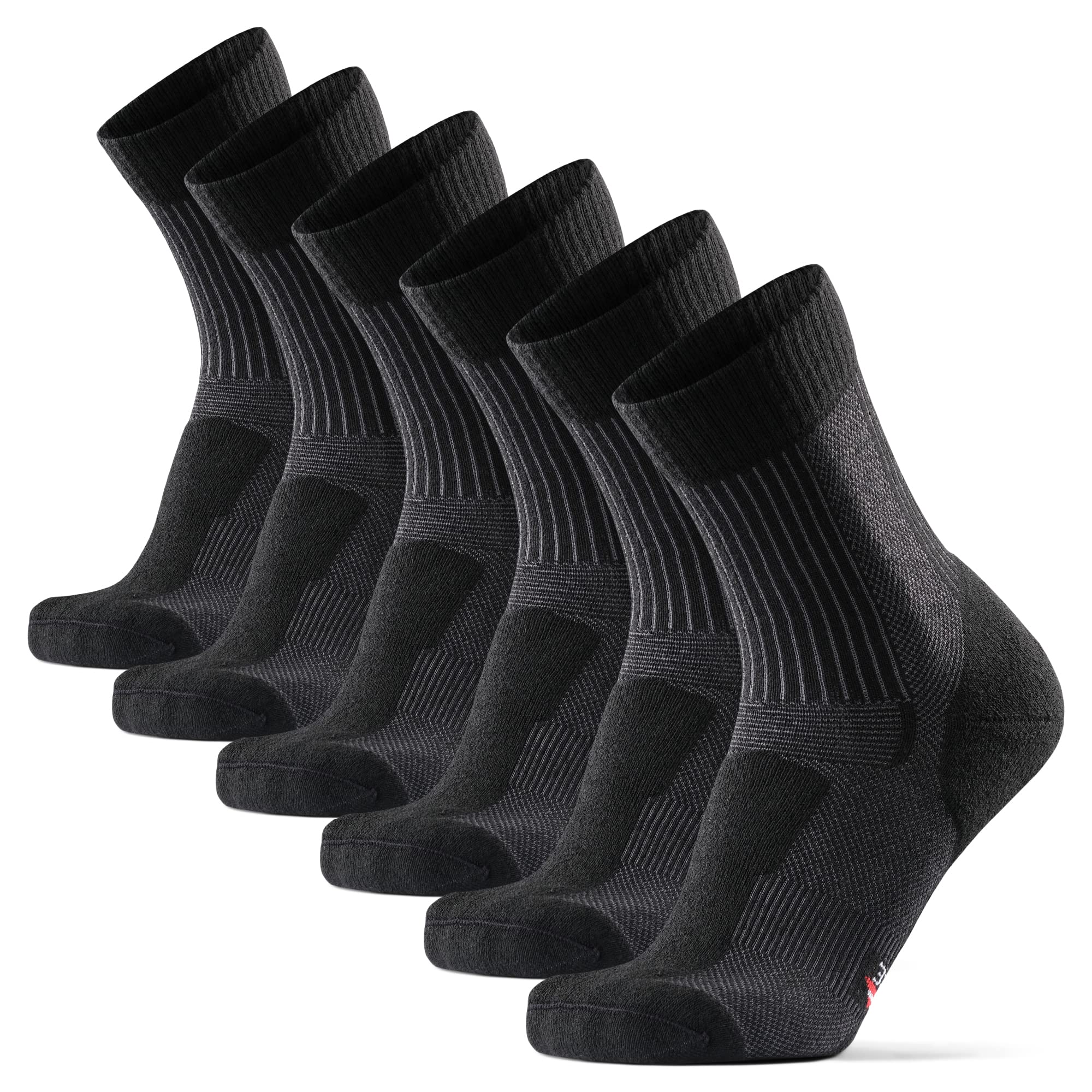 DANISH ENDURANCE 3 Pack Merino Wool Light Hiking Socks for Men, Women &  Kids Black Large