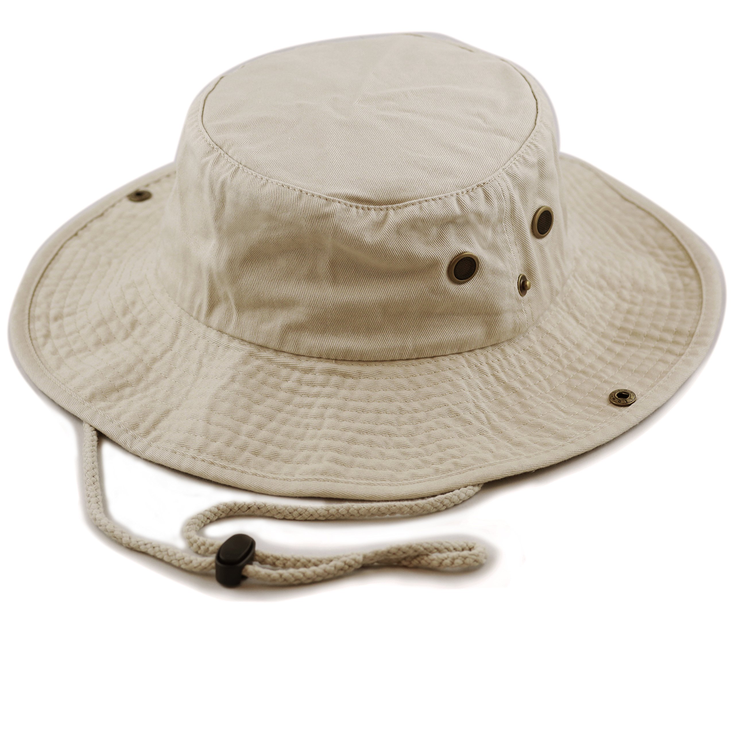 The Hat Depot Cotton Stone-Washed Safari Wide Brim Foldable Double-Sided Sun  Boonie Bucket Hat