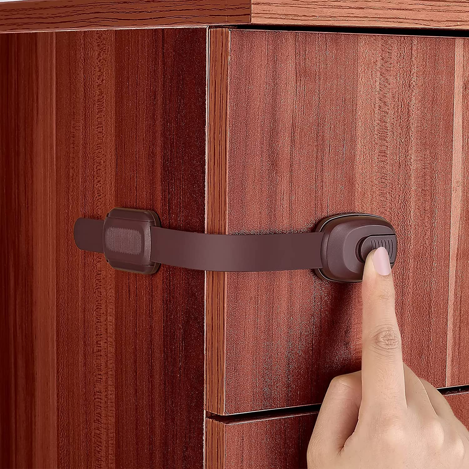 Baby Proofing Cabinet Lock Brown Child Safety Latches Lock with 3M