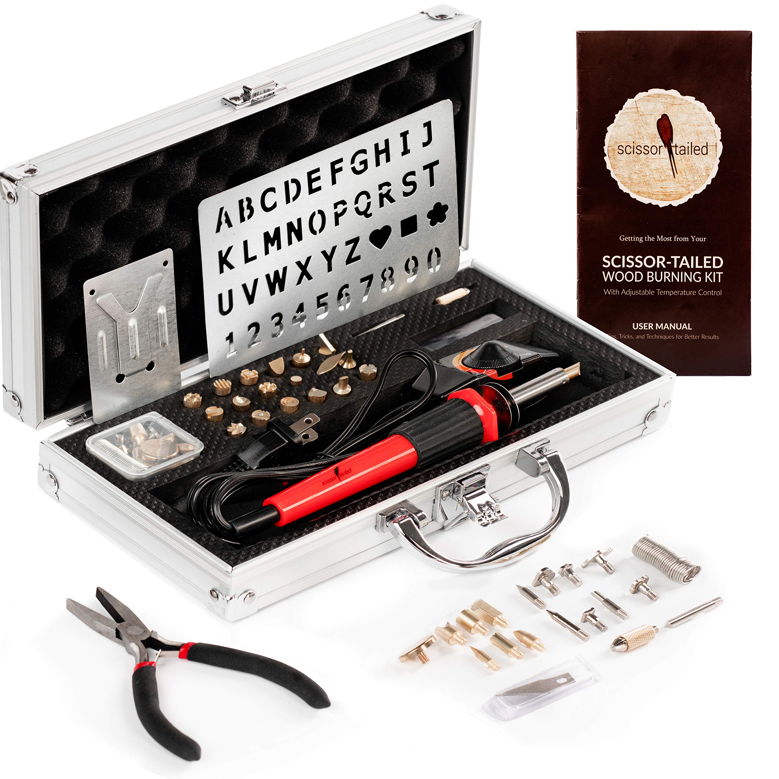 Premium Wood Burning Kit 43PCS, Adjustable Temperature Pen with 36 Tips &  Accesories, All in A Deluxe Storage Case - Complete Gift for an  Effortlessly Mastering The Art of Pyrography Aluminium Case