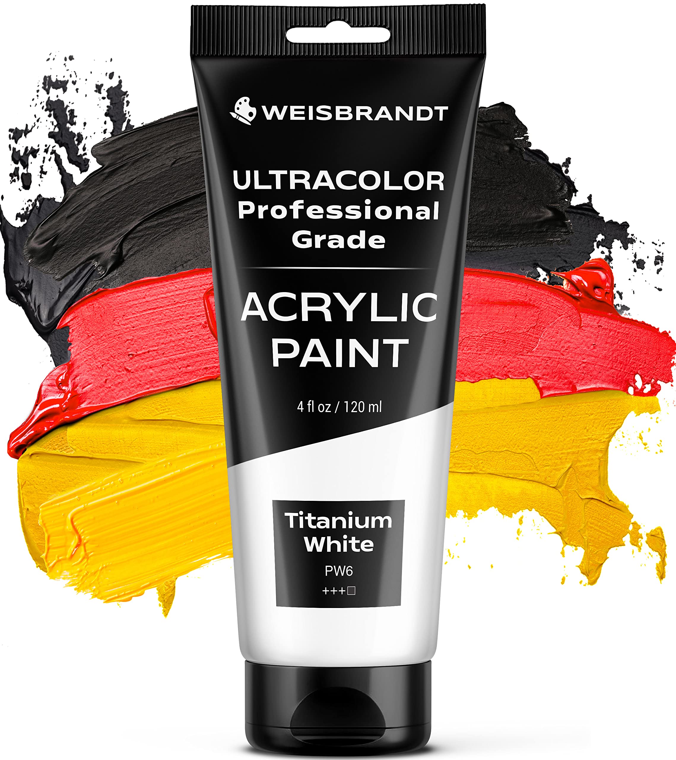 WEISBRANDT Artist Quality Acrylic Paint in Assorted Colors for Artists &  Hobby Painters Rich Pigment Non Fading and Non Toxic Titanium White 4 oz 4  Ounce (Pack of 1) Titanium White