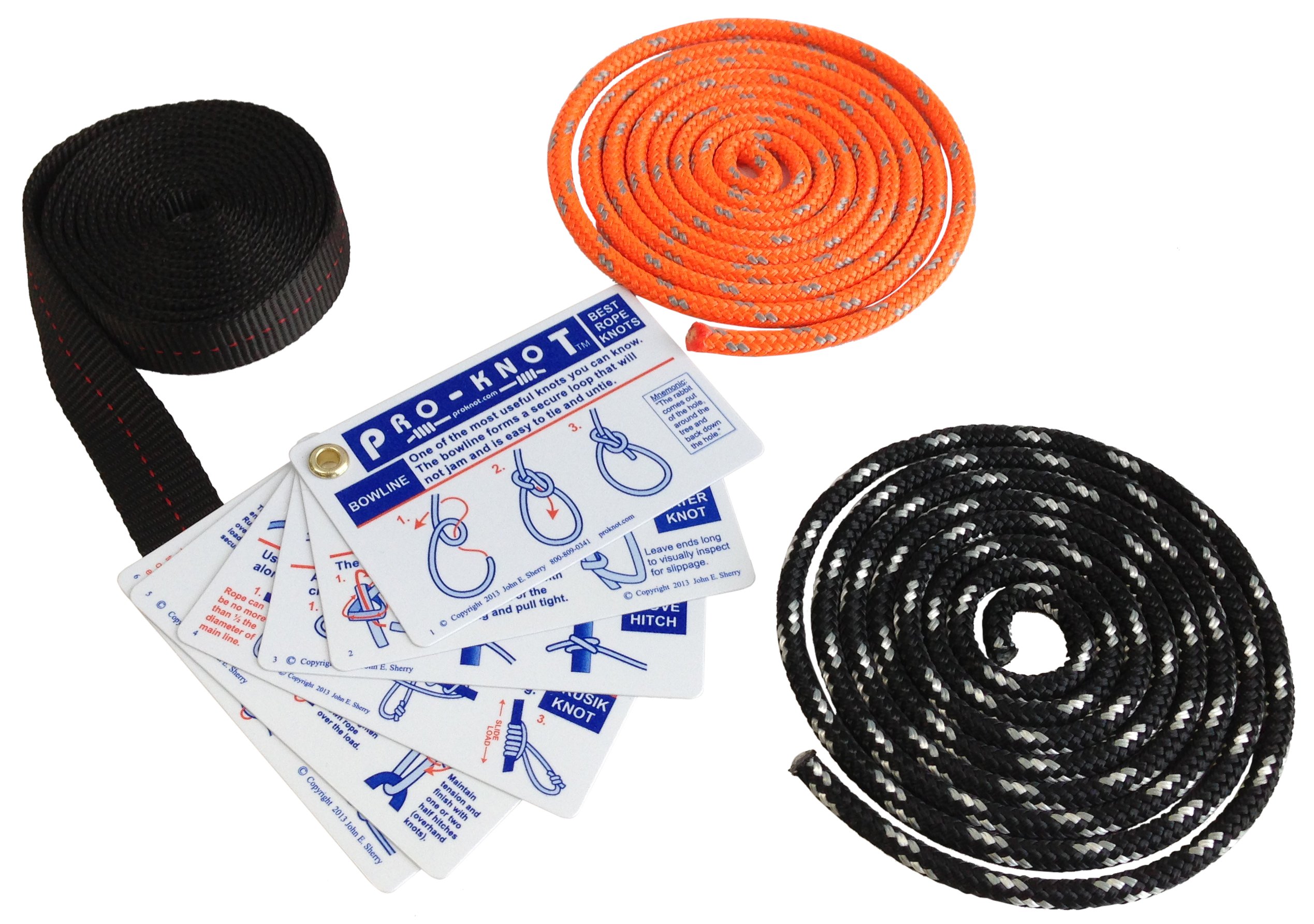 SGT KNOTS Tying Kit - (17) Waterproof Instruction Cards, (2) 6ft  Double-Braided Ropes, (1) 6ft Nylon