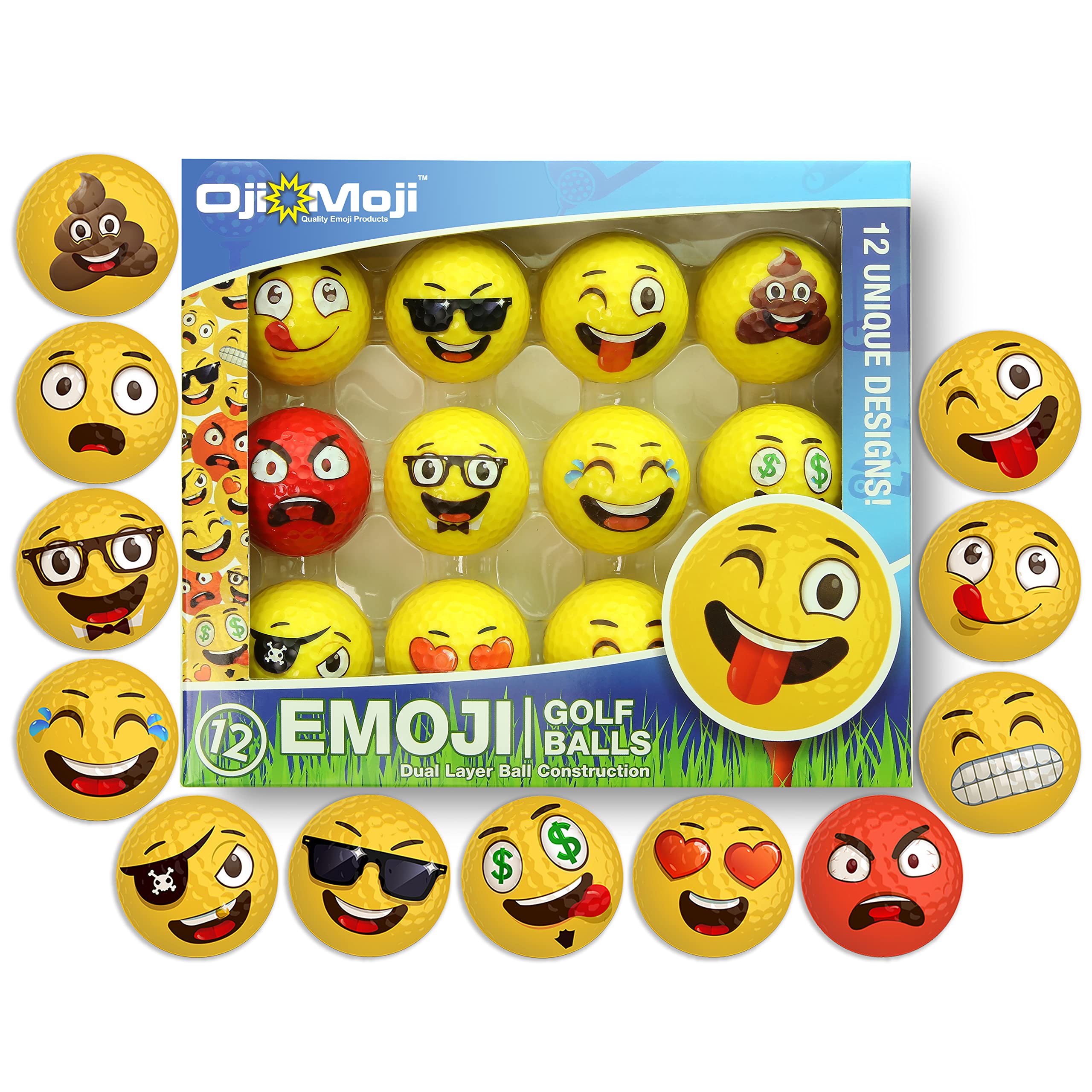 Oji-Emoji Premium Emoji Golf Balls, Unique Professional Practice