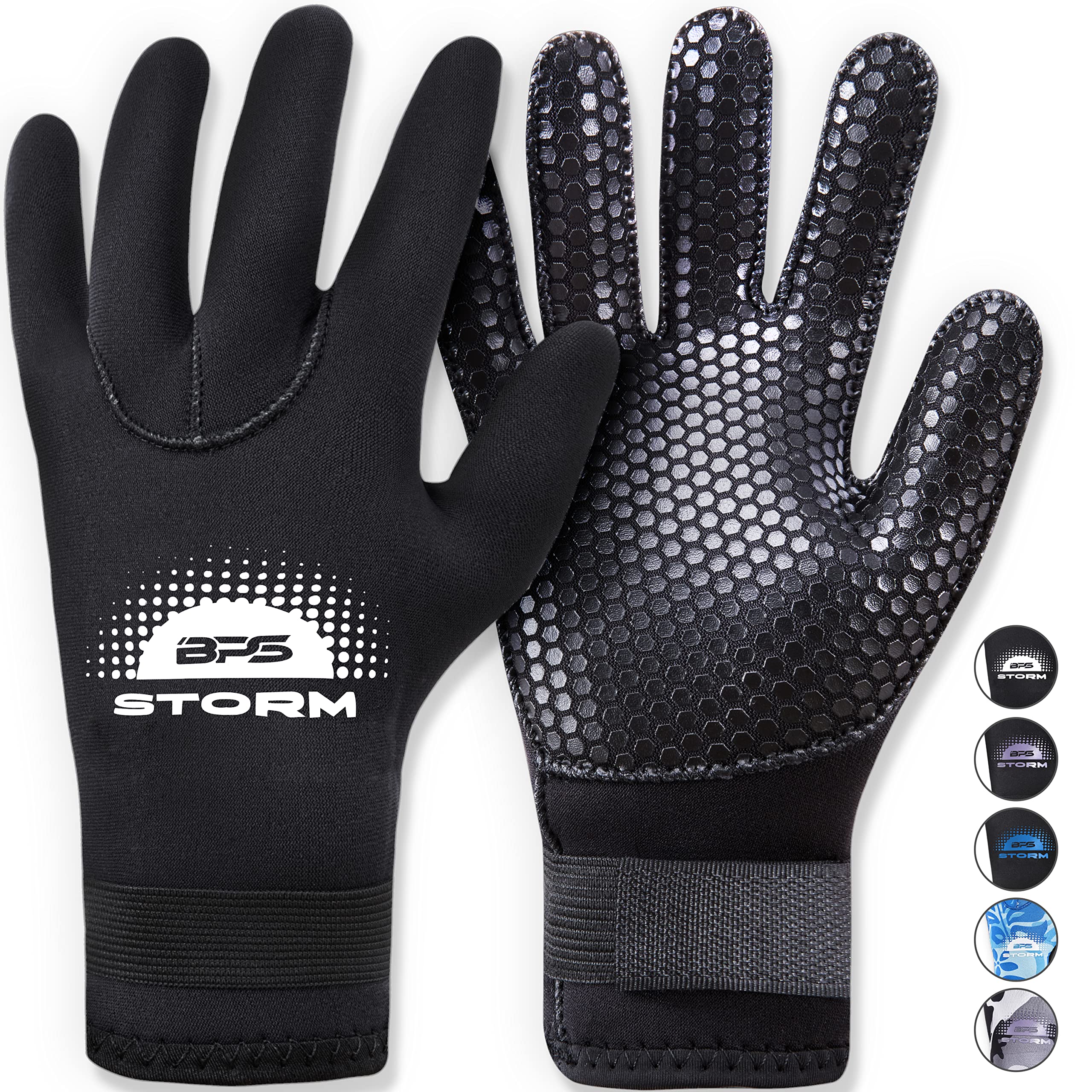 BPS Water Gloves, 3mm & 5mm Neoprene Five Finger Wetsuit Gloves for Diving,  Snorkeling, Kayaking, Surfing