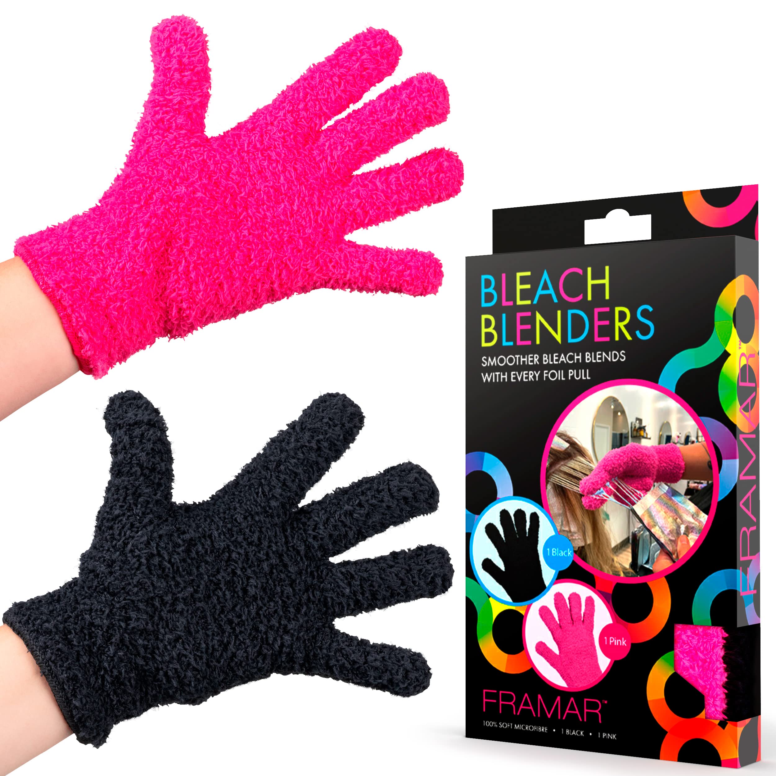 FRAMAR Bleach Blender Microfiber Gloves Hair Dye Gloves, Pink Gloves For  Hair Salon Supplies, Fuzzy Gloves,
