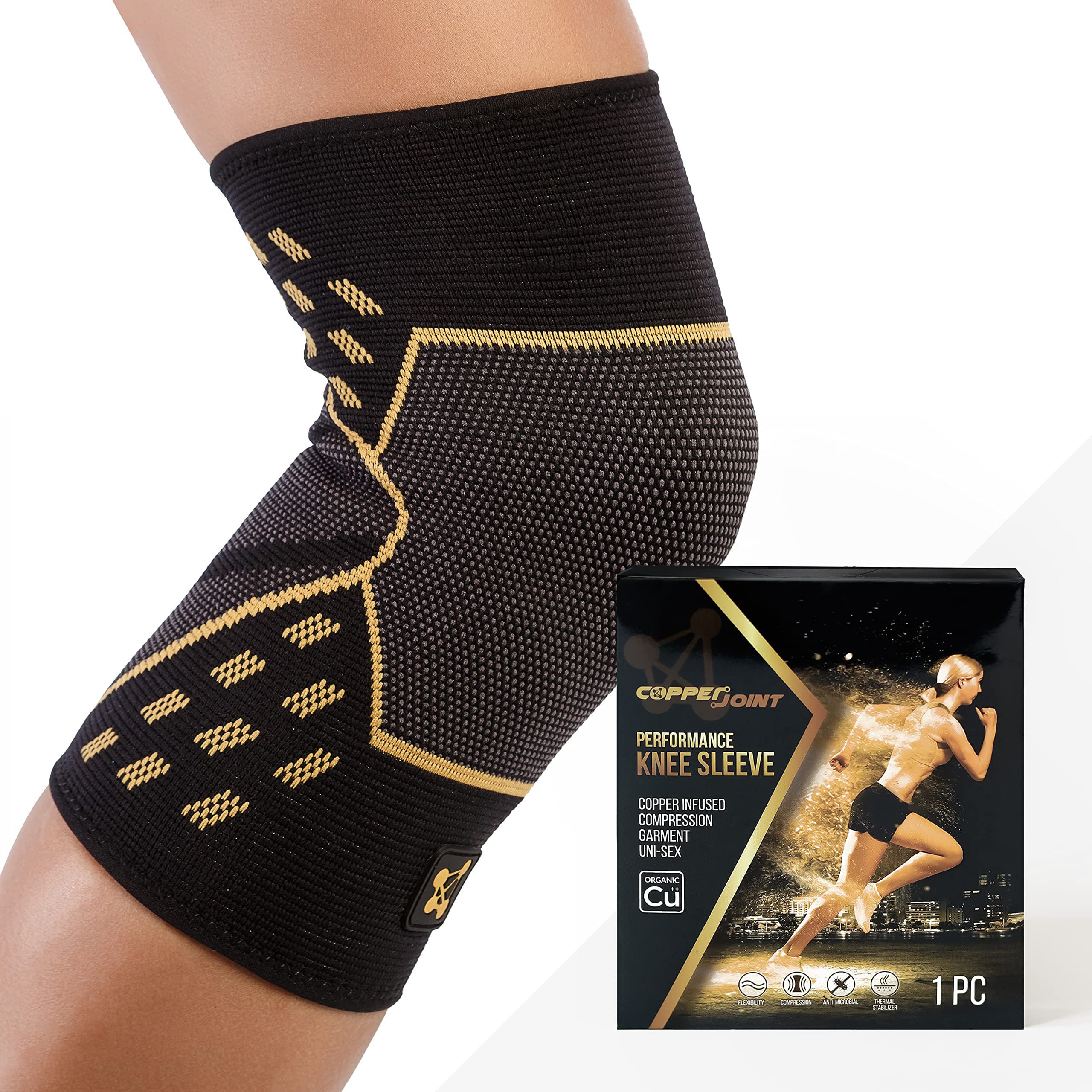 CopperJoint Knee Brace - Compression Knee Sleeve - Knee Support for  Workout, Running, Weightlifting, Sport & Everyday Activities - Sleeves for  Arthritis Pain, Swelling, & Support Large Knee Sleeve PRO